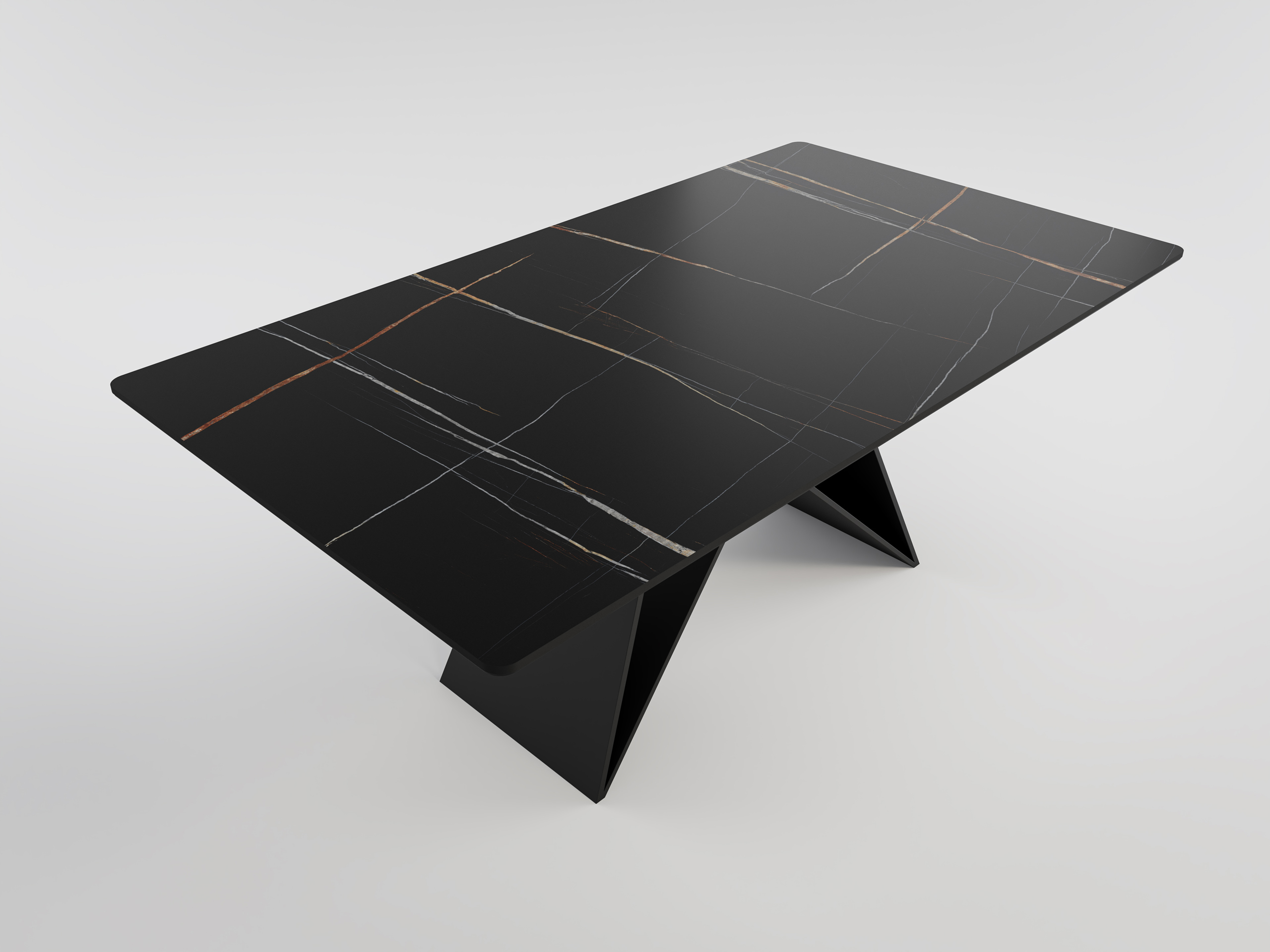 Esstisch COMODI 180x90cm schwarze Keramikplatte schwarzes Design-Tischgestell