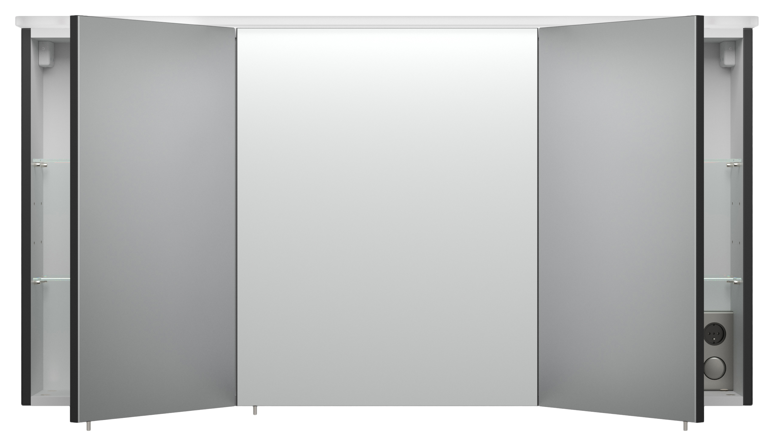 Spiegelschrank 120cm inkl.Design Acryl-Lampe und Glasböden weiss hochglanz