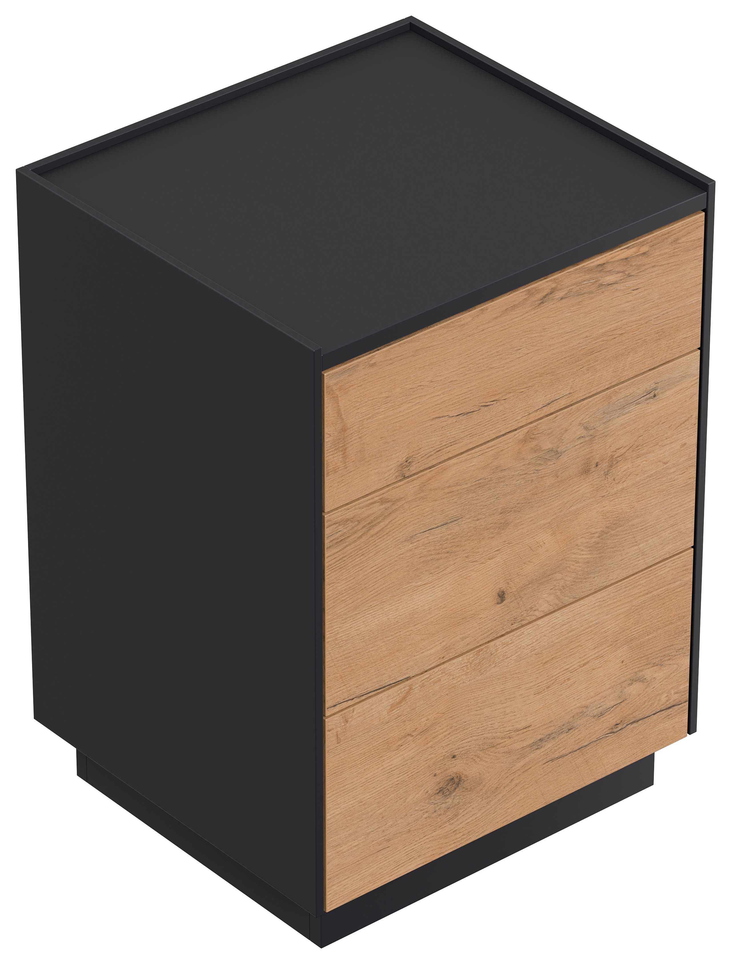 Design Nachttisch Kommode Lux M 50cm, 3 Pushauszüge Oak für Boxspringbett