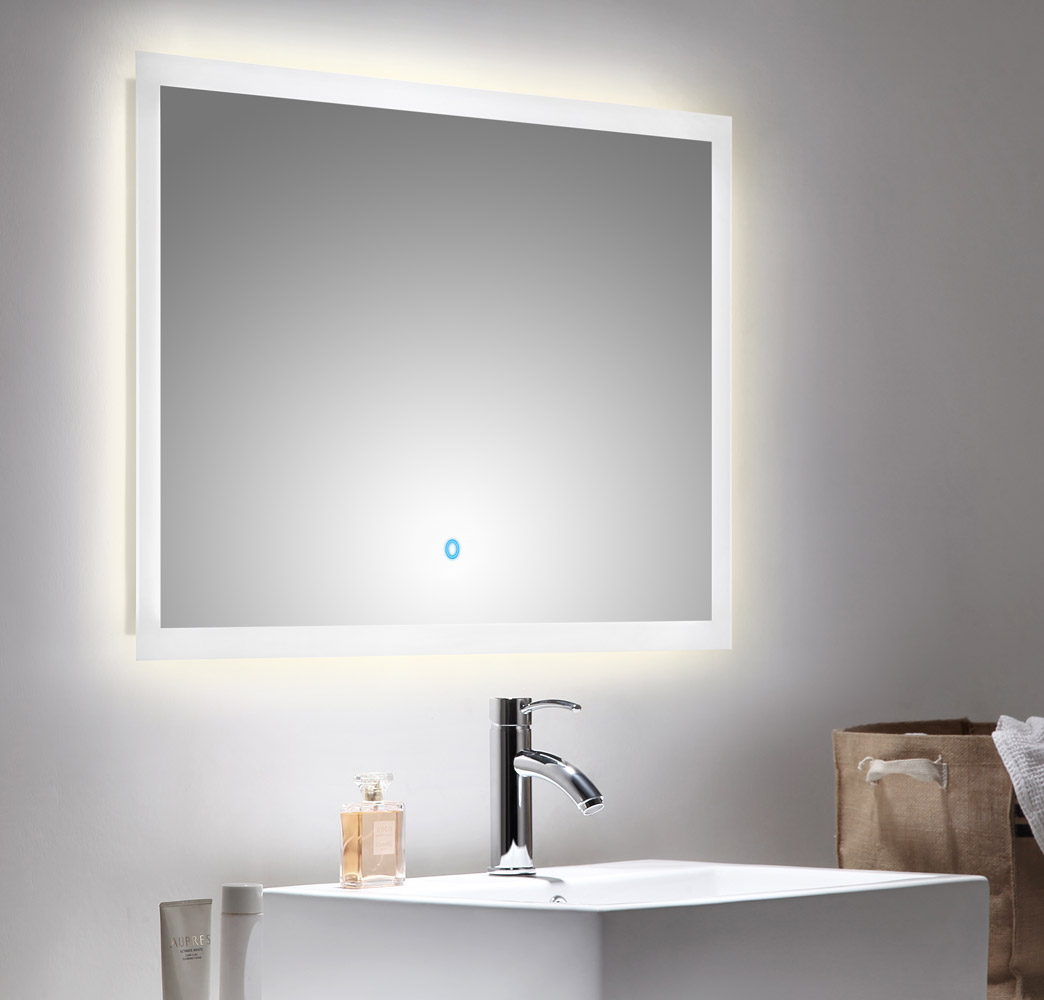 Badmöbel-Set Ely 90 weißes Quarz 3tlg LED-Spiegel SoftClose anthrazit
