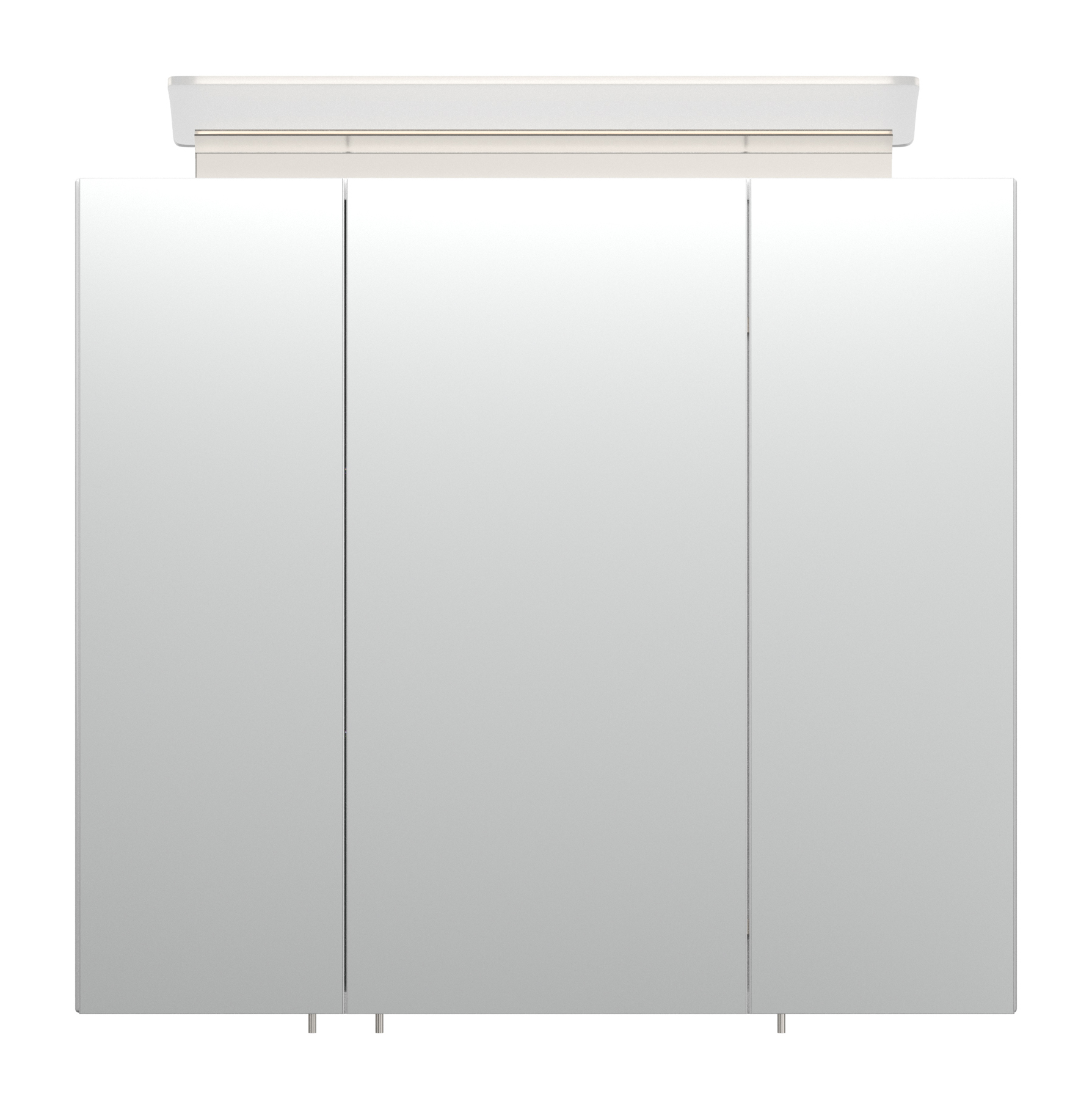 Spiegelschrank 70cm inkl. Design LED-Lampe und Glasböden weiss hochglanz