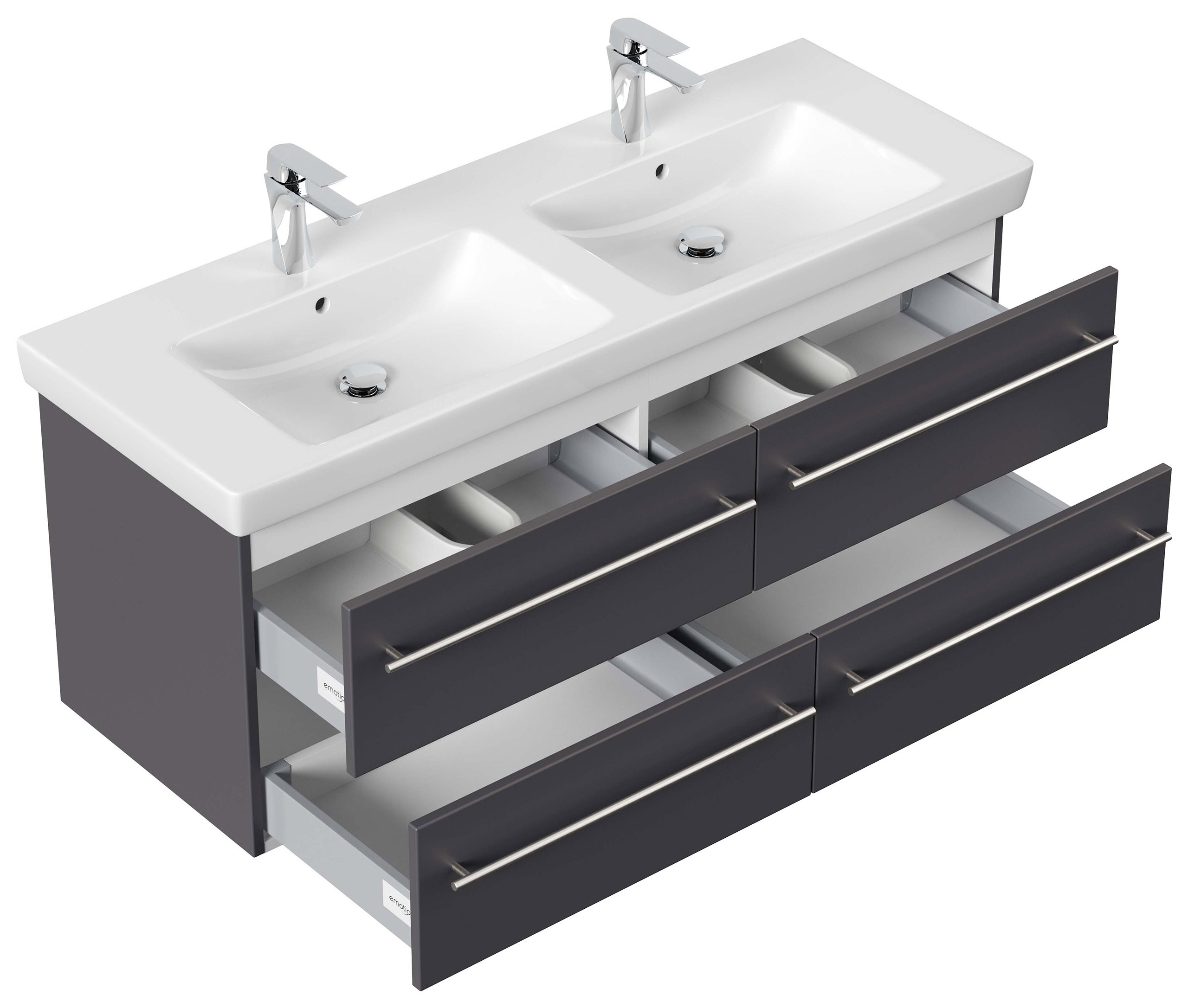 Badmöbel Set 6tlg mit V&B Subway 2.0 Waschbecken 130cm vormontiert weiß hgl