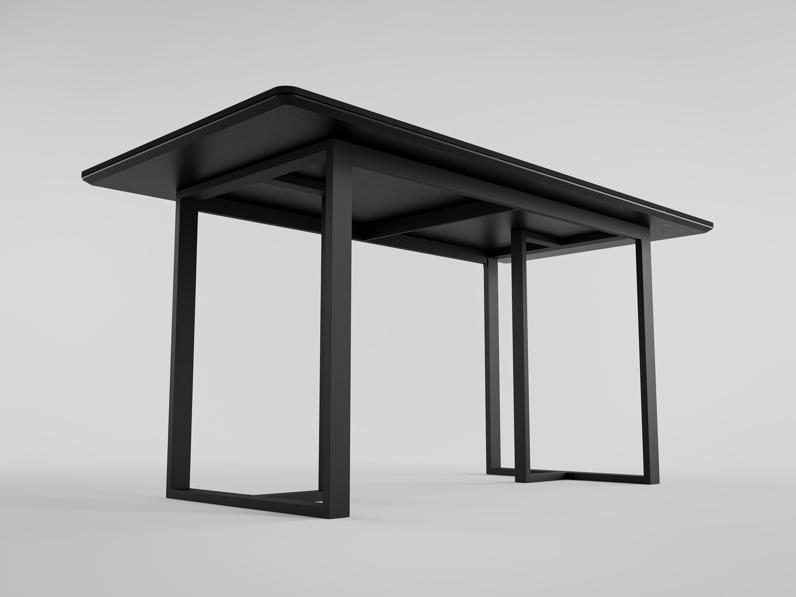 Esstisch MIAS 160x80cm schwarze Keramikplatte schwarzes massives Tischgestell