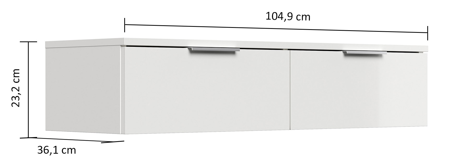 Design Hängekonsole Sideboard Urban Slimline 2 Softeinzüge lackiert Weiß Hgl