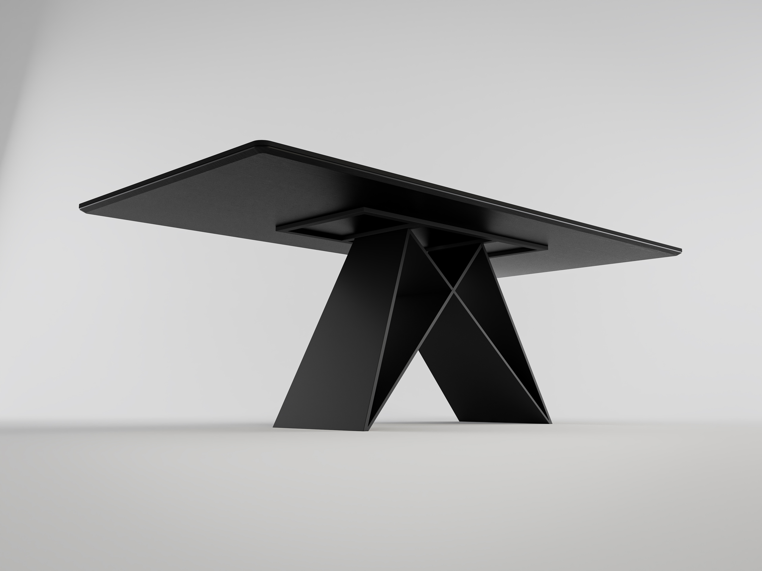 Esszimmertisch COMODI 220x100cm schwarze Keramikplatte schwarzes Tischgestell