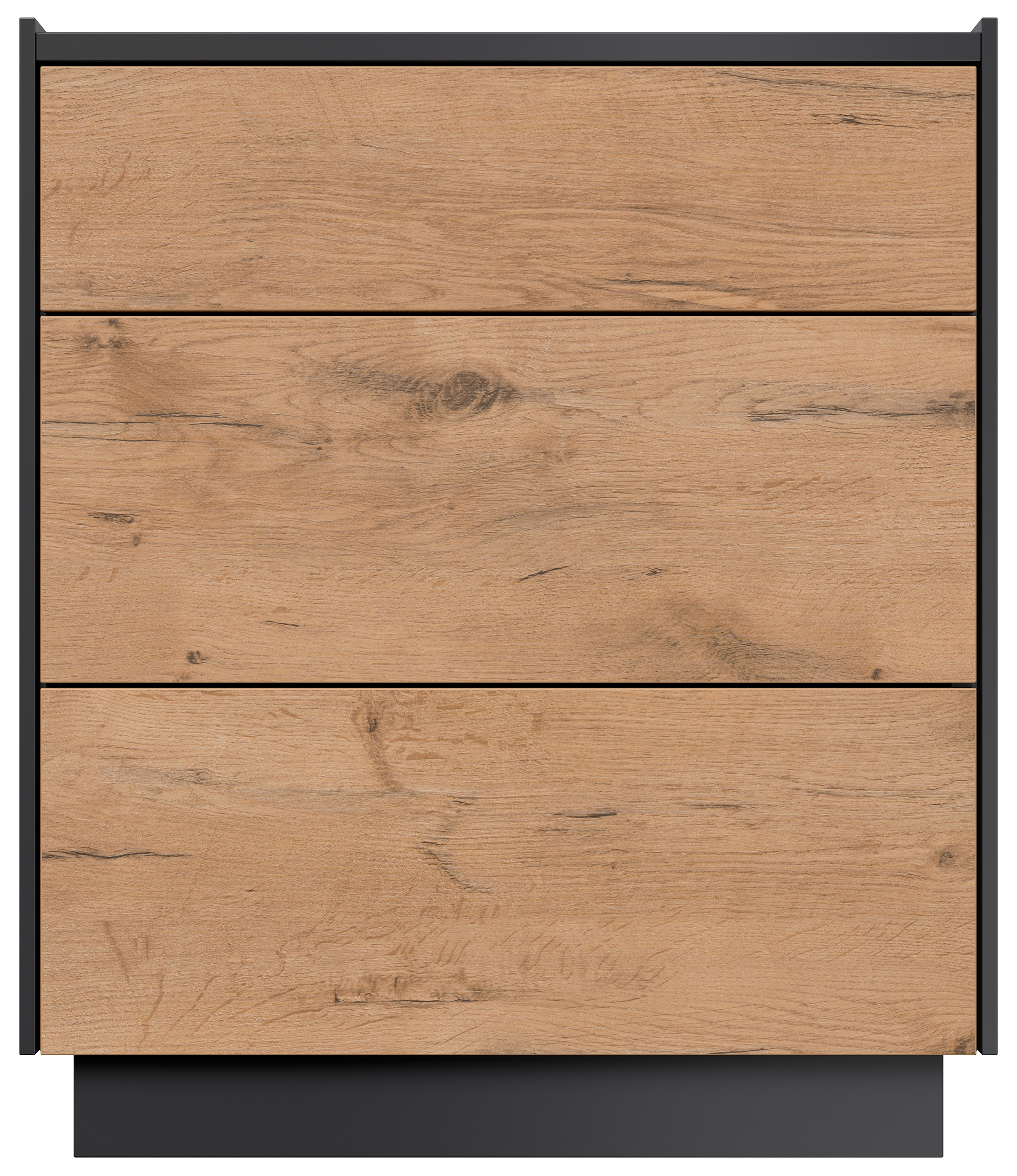 Design Nachttisch Kommode Lux L 60cm, 3 Pushauszüge Oak