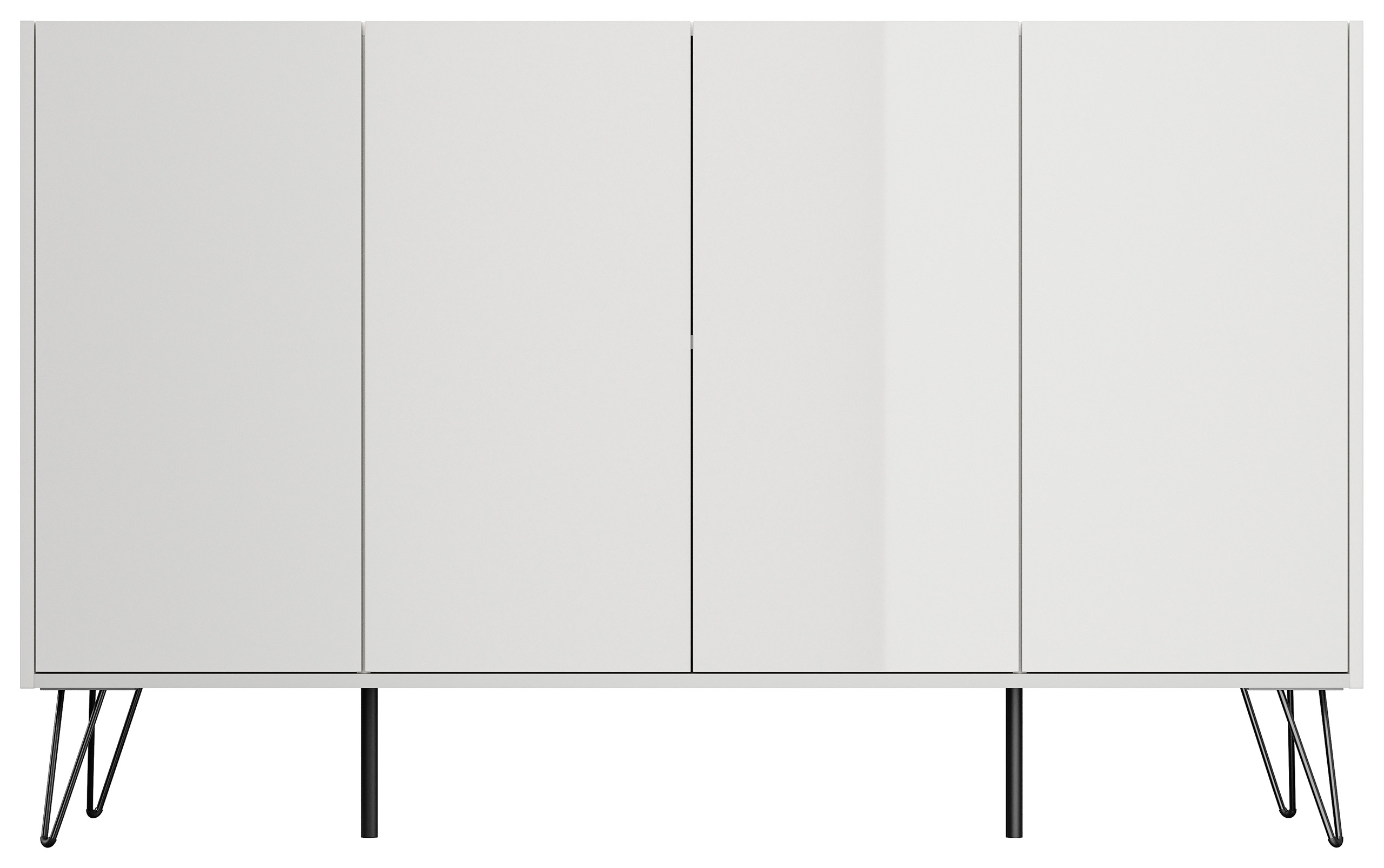 Design Sideboard Kommode Rana 155cm 4 Softclose Türen Weiß hochglanz