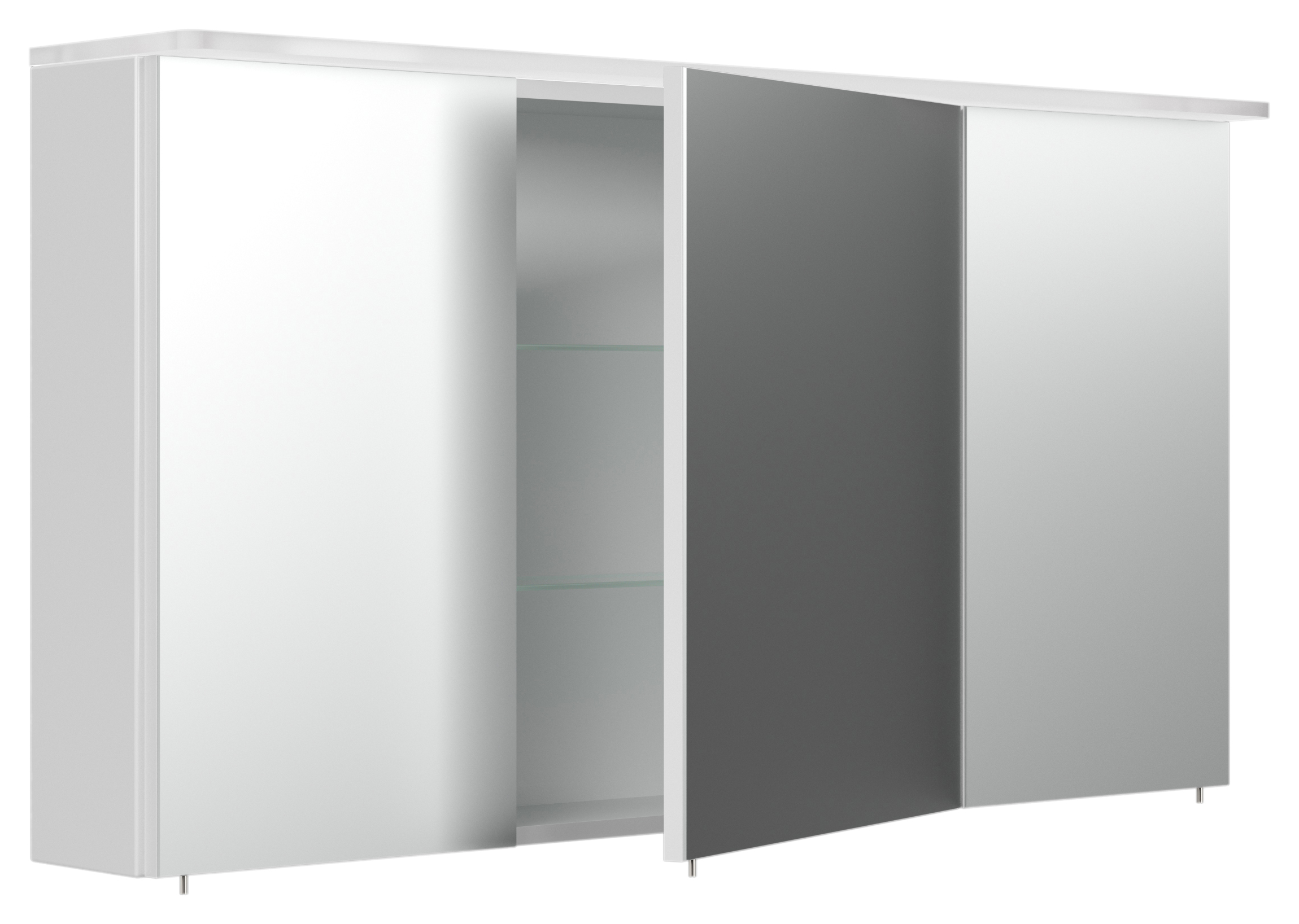 Spiegelschrank 120cm inkl.Design Acryl-Lampe und Glasböden weiss hochglanz