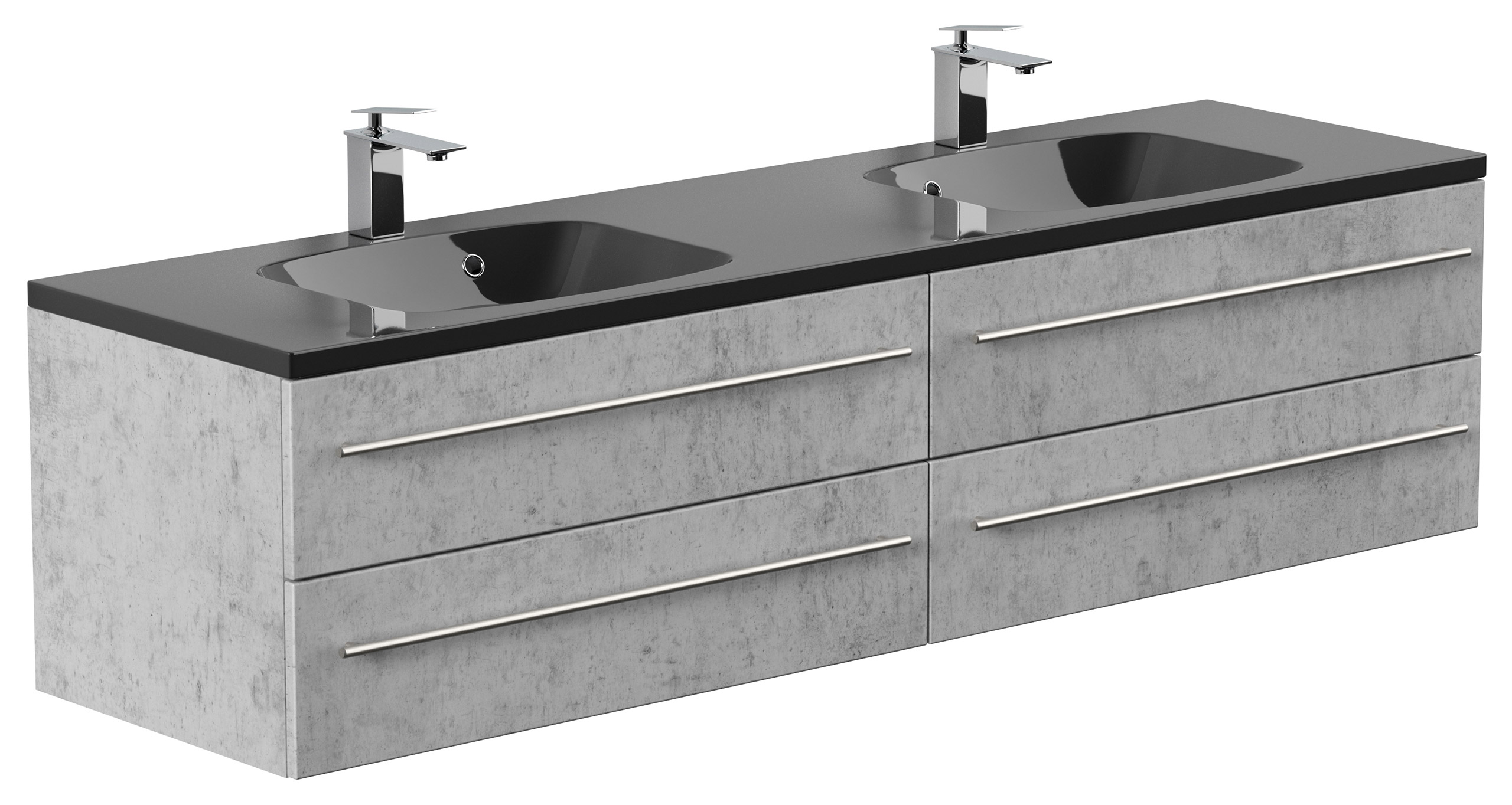 Badmöbel Compose 180 schwarzes Waschbecken SoftClose beton