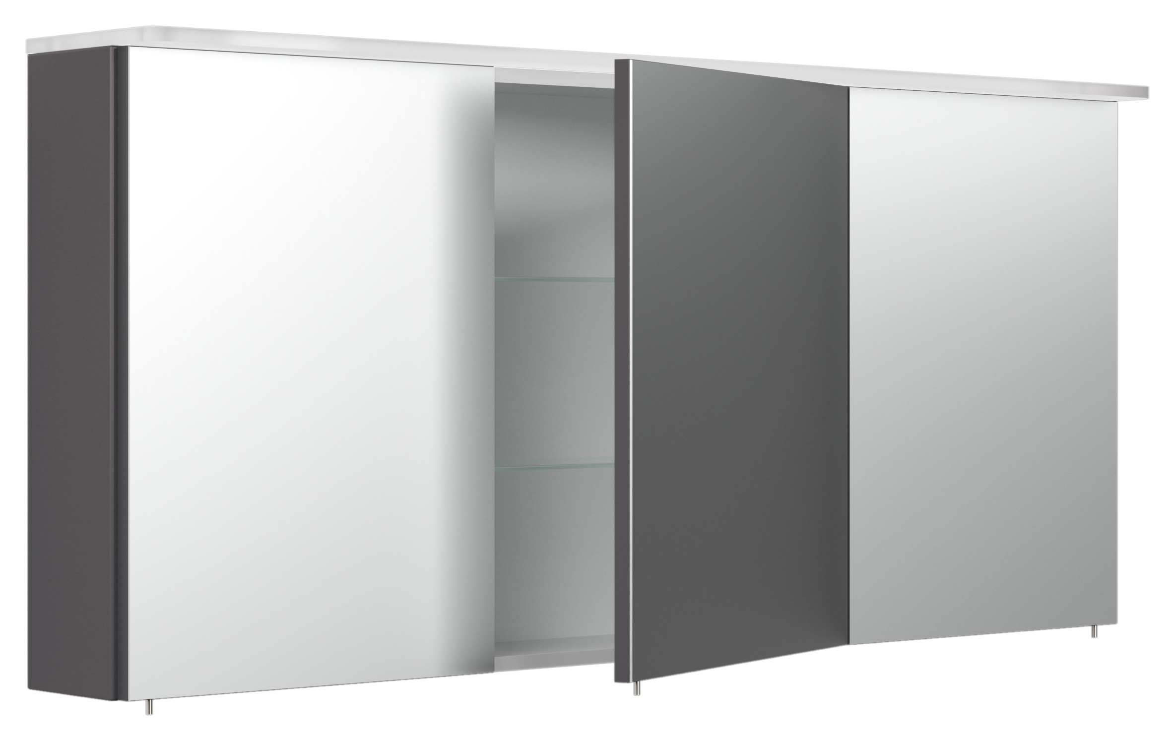 Spiegelschrank 140cm inkl.Design Acryl-Lampe und Glasböden anthrazit seidenglanz