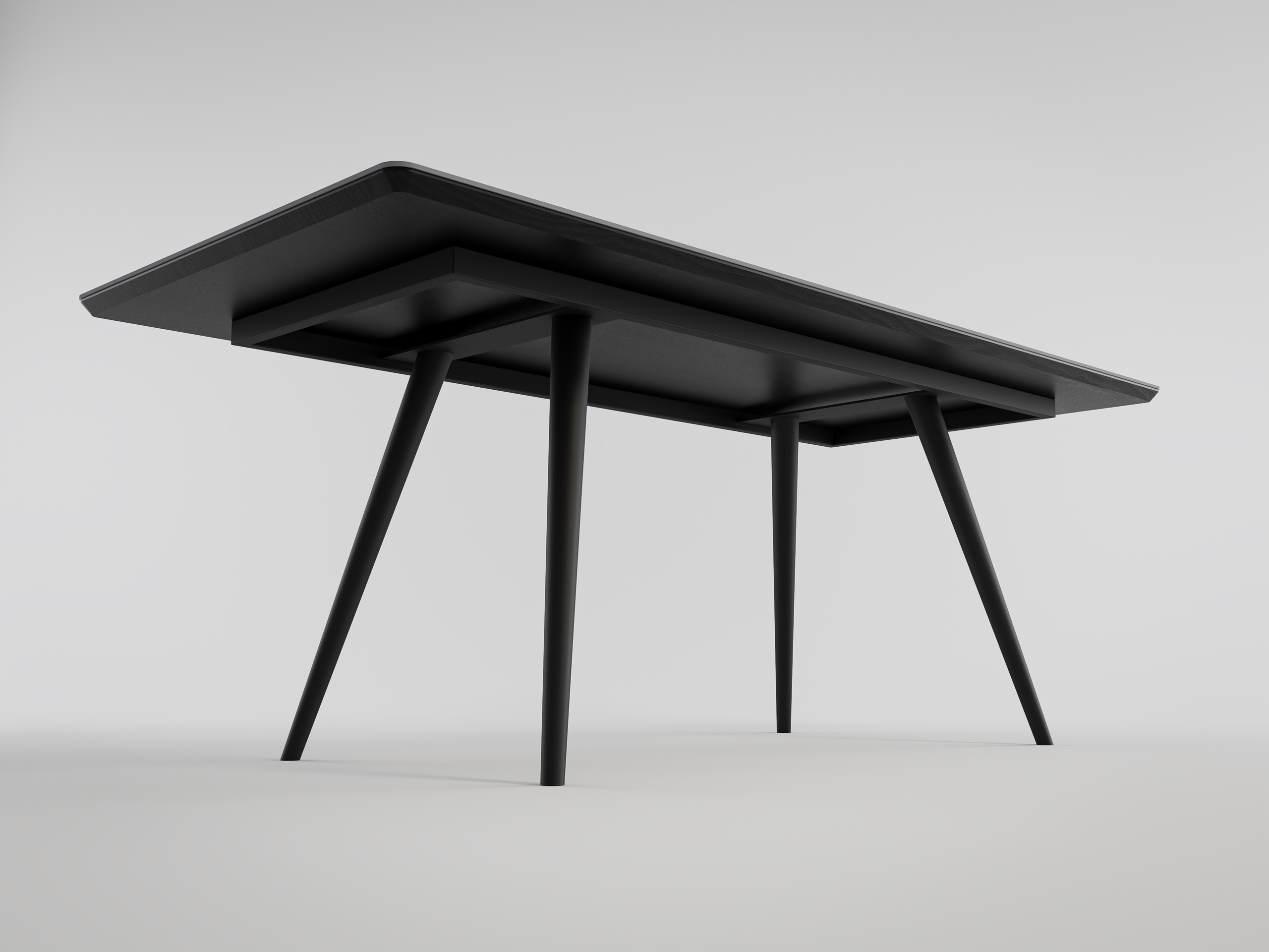 Esszimmertisch RIGA 200x90cm graue Keramikplatte schwarze konische Tischbeine