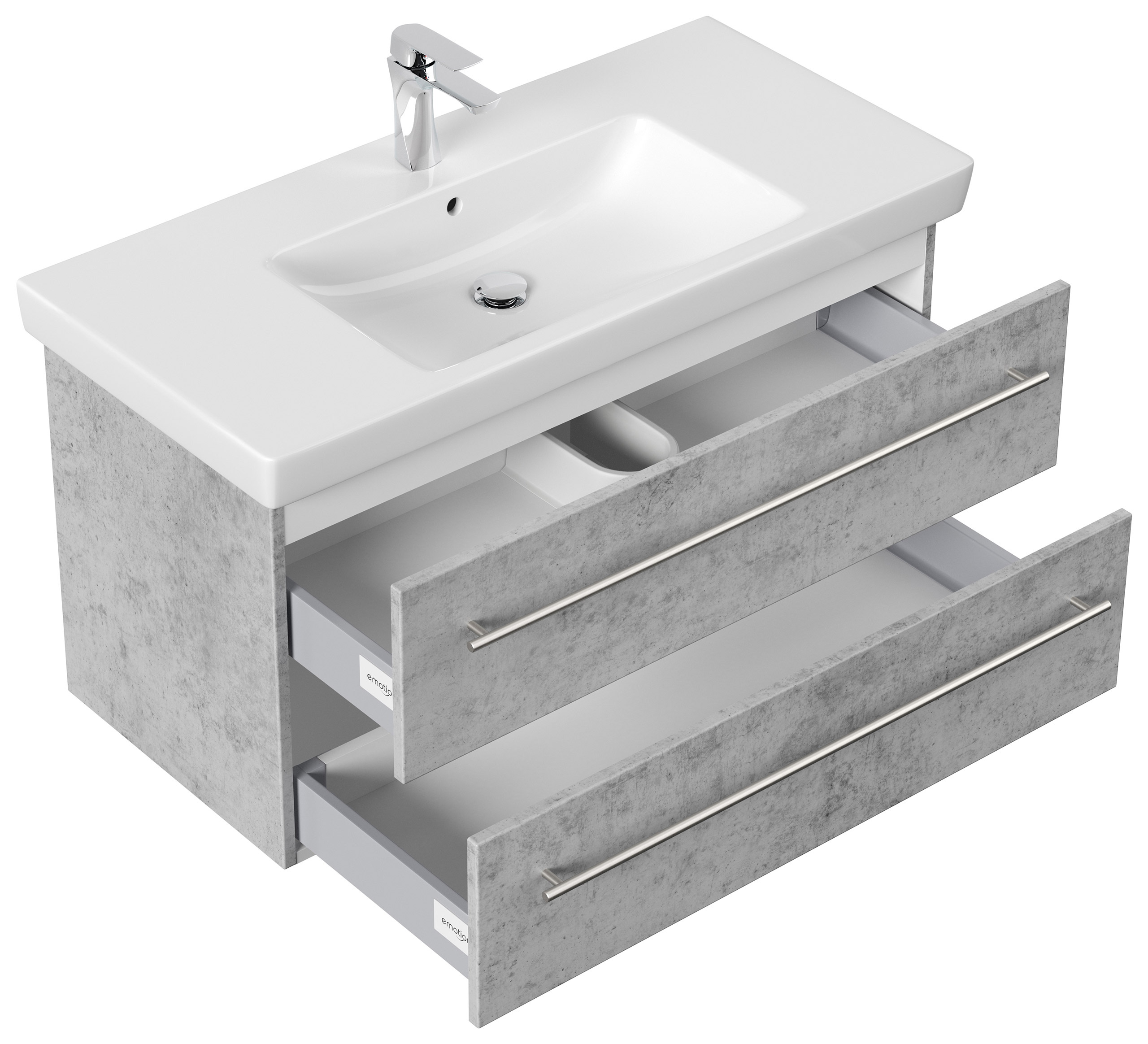 Badmöbel Set 3tlg mit V&B Subway 2.0 Waschbecken 100cm vormontiert beton