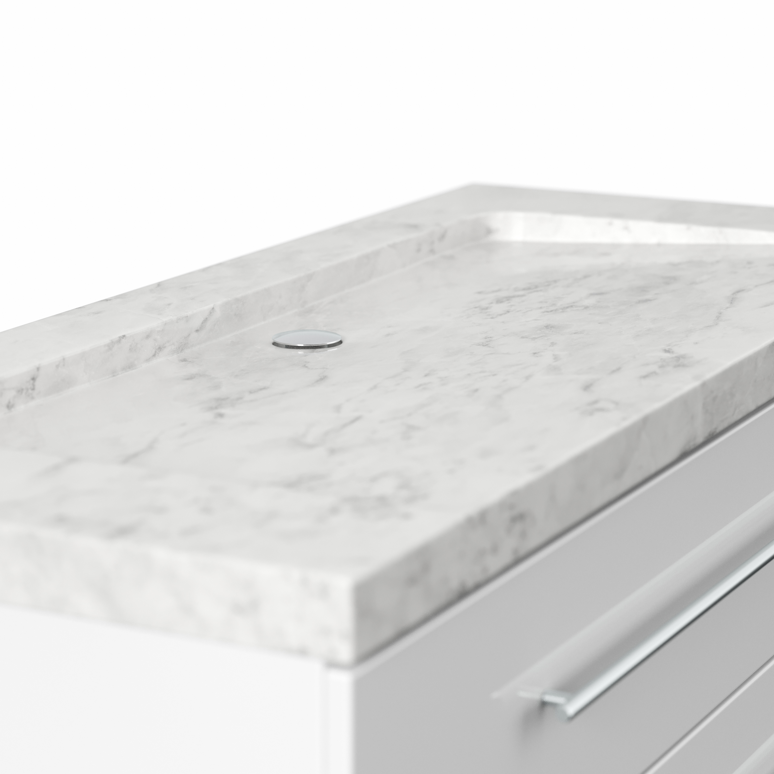Badmöbel Marmor Carrara White Damo 130 cm ohne Hahnloch SoftClose weiß hochglanz