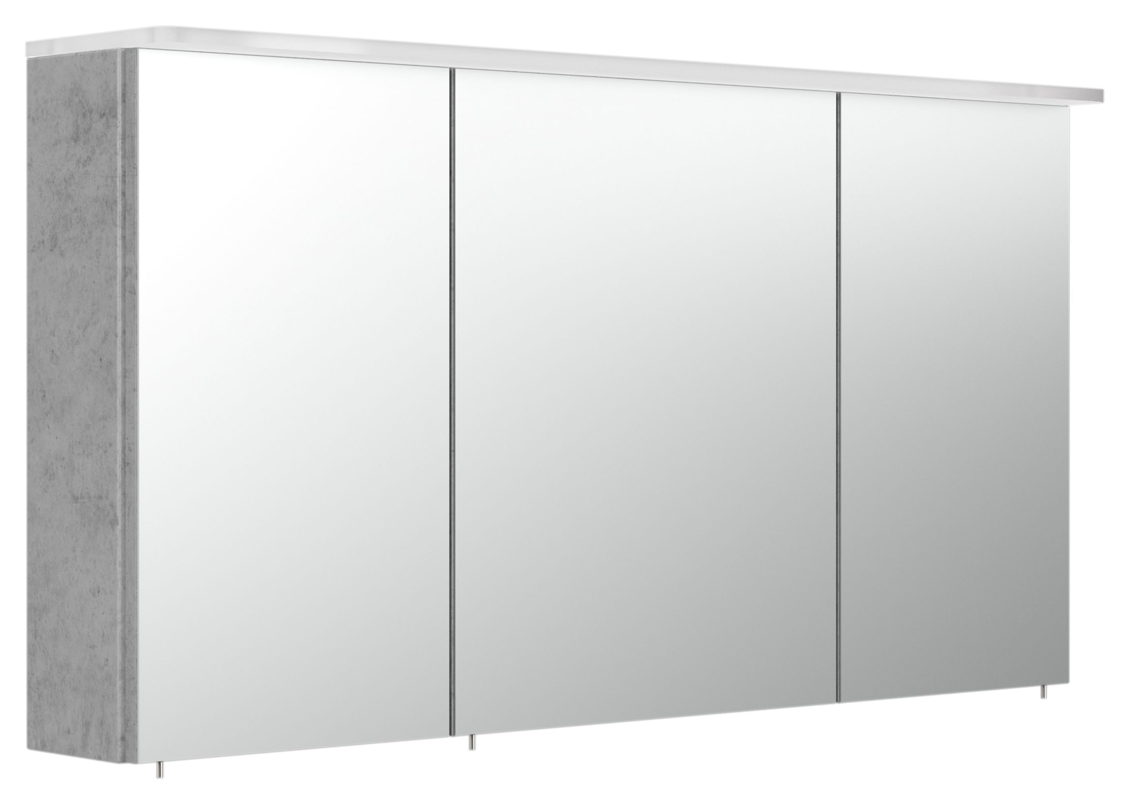 Spiegelschrank 120cm inkl. Design Acryl-Lampe und Glasböden beton