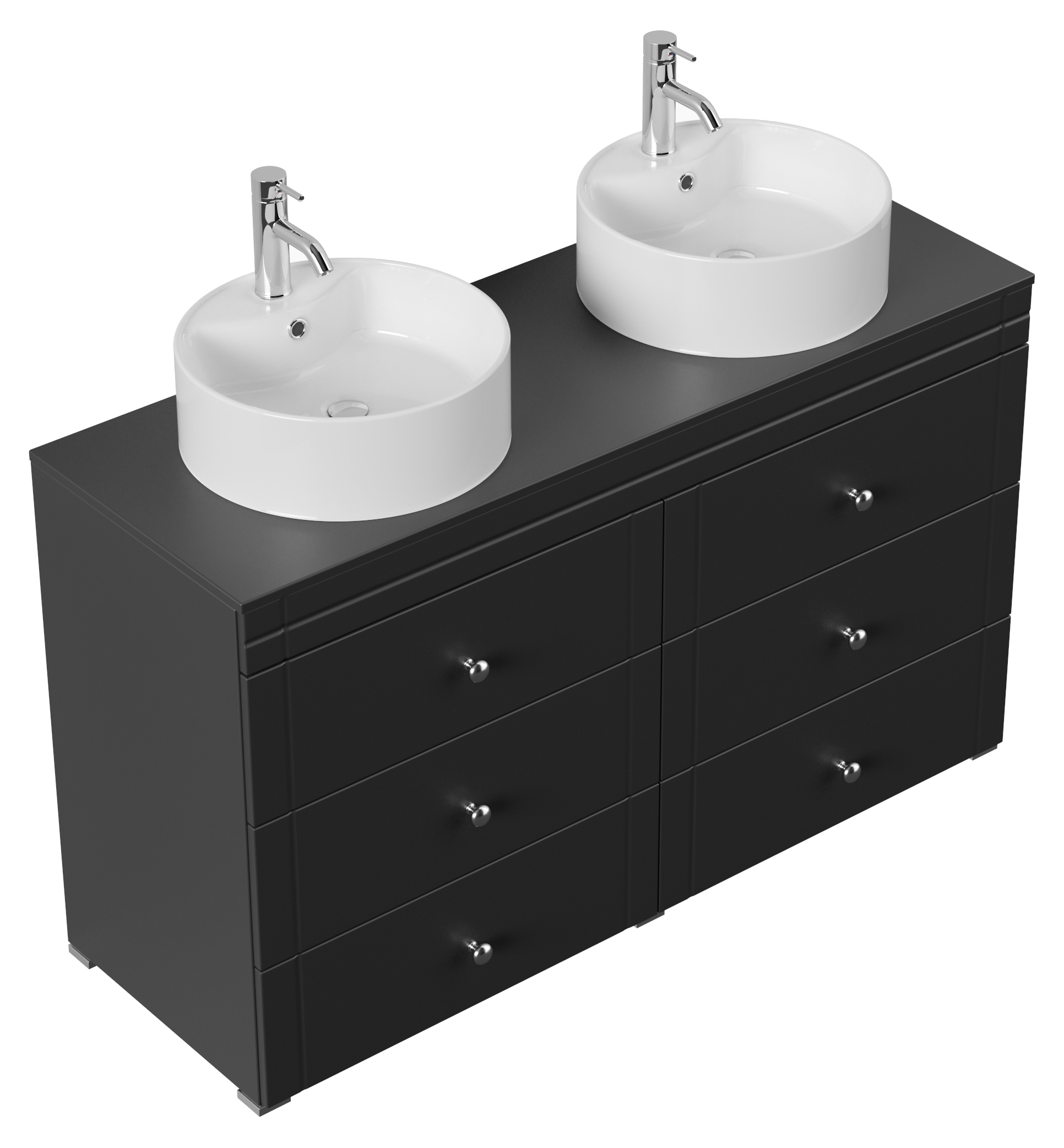 Stand Badmöbel Memoria Klassik schwarz mit Aufsatzwaschbecken