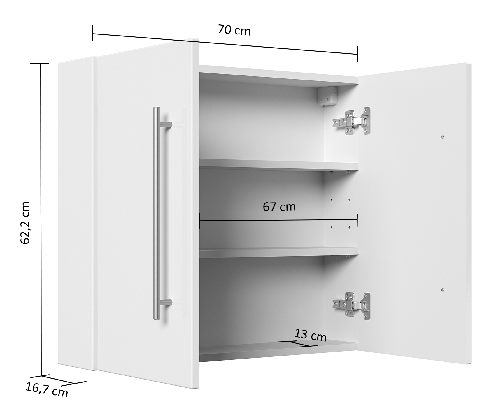 Badezimmer Seitenschrank Slimline nur 16,7cm Tief 70x62 cm  anthrazit