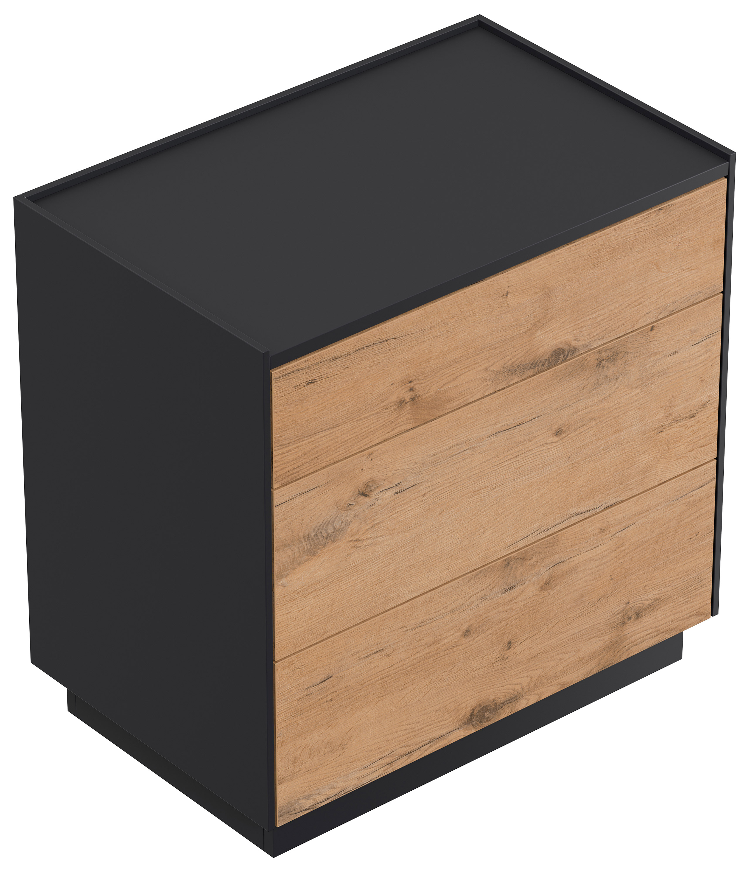 Design Nachttisch Kommode Lux XL 70cm, 3 Pushauszüge Oak für Boxspringbett