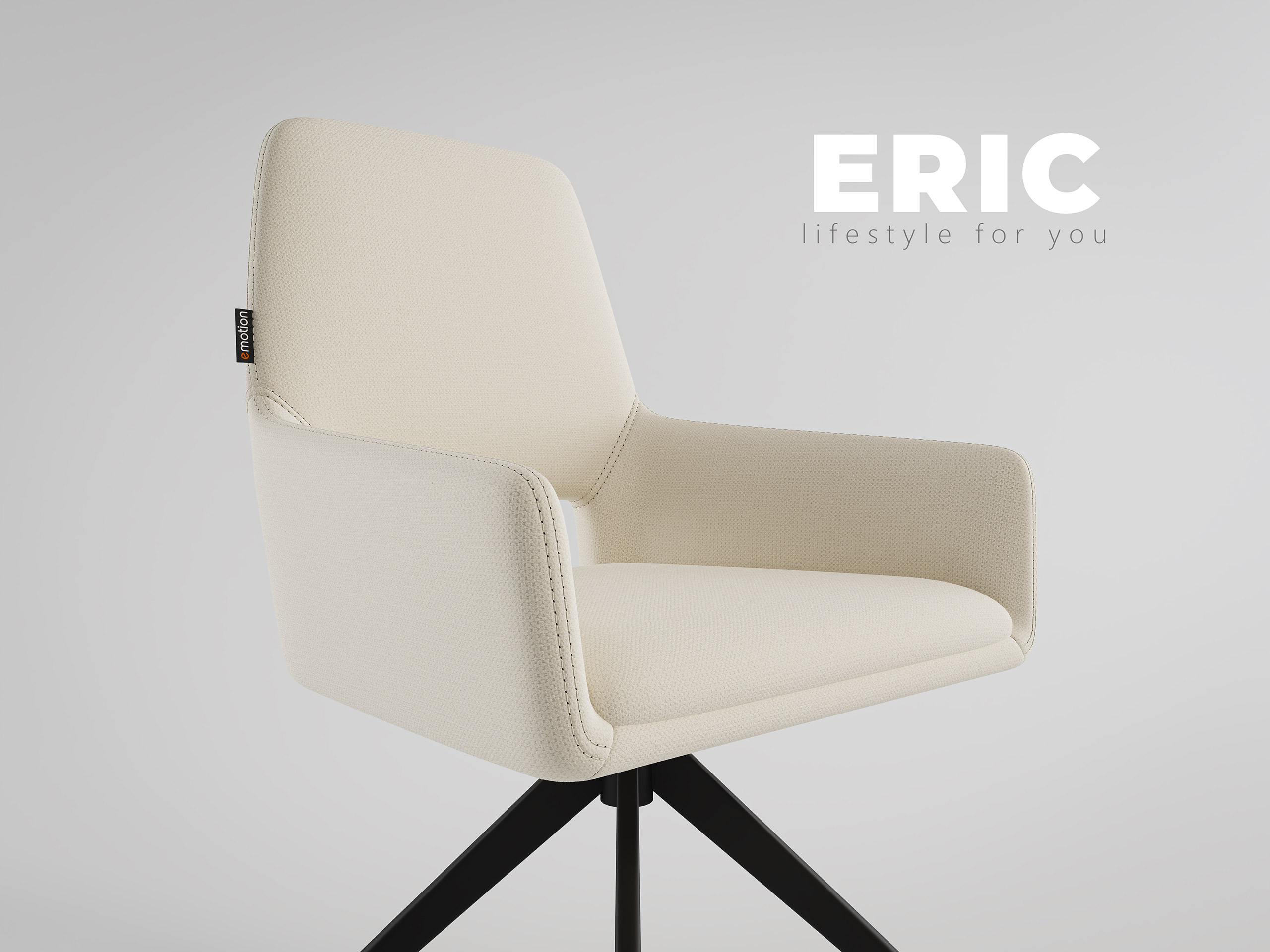 Esszimmerstuhl Design Küchenstuhl Eric Stoffbezug creme Metallbeine