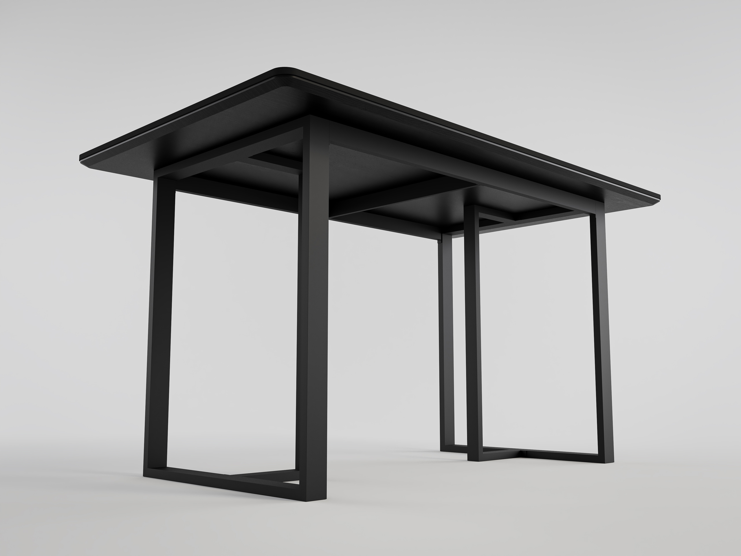 Esstisch MIAS 140x80cm schwarze Keramikplatte schwarzes massives Tischgestell