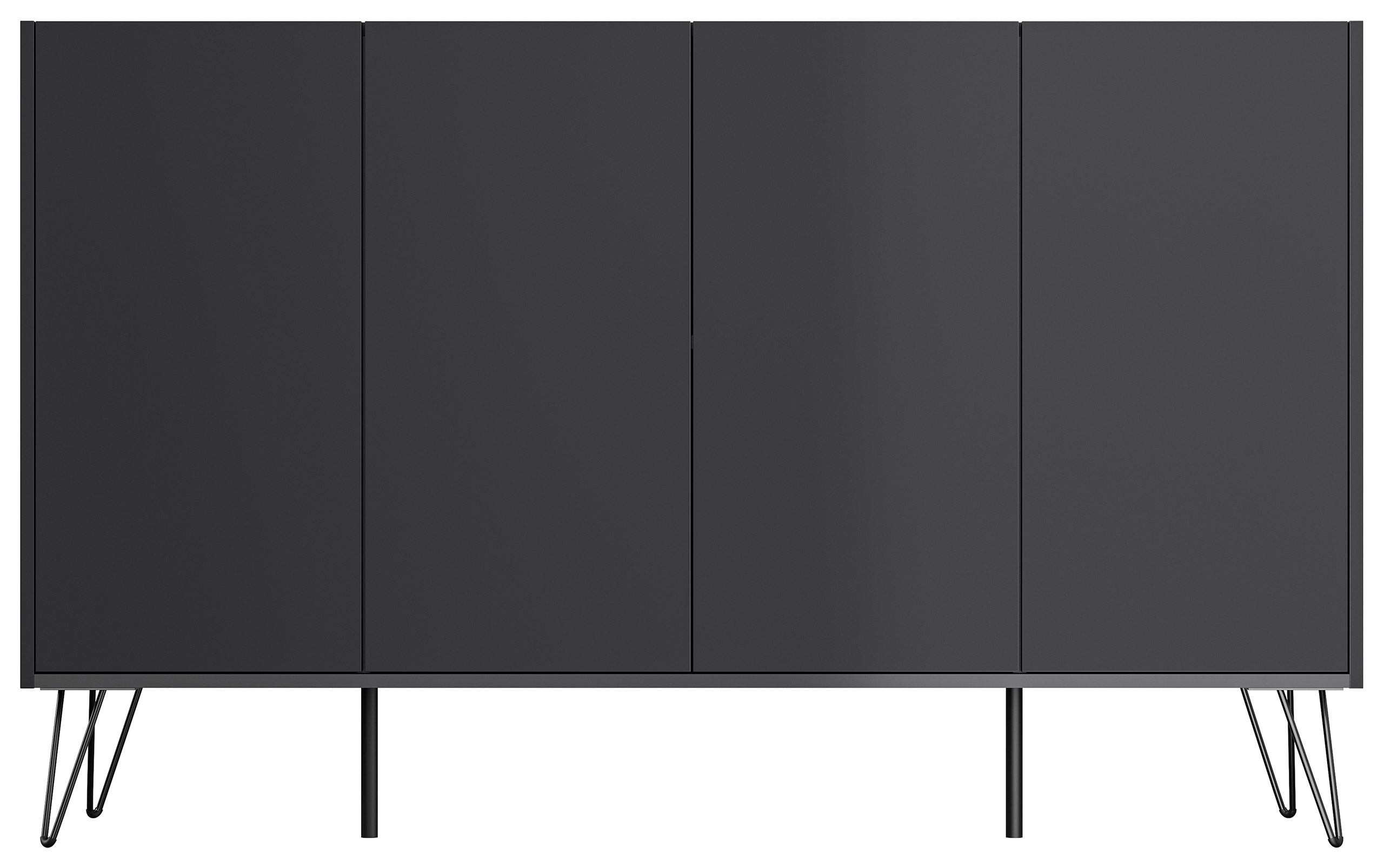Design Sideboard Kommode Rana 155cm 4 Softclose Türen Grafit/Eiche Front
