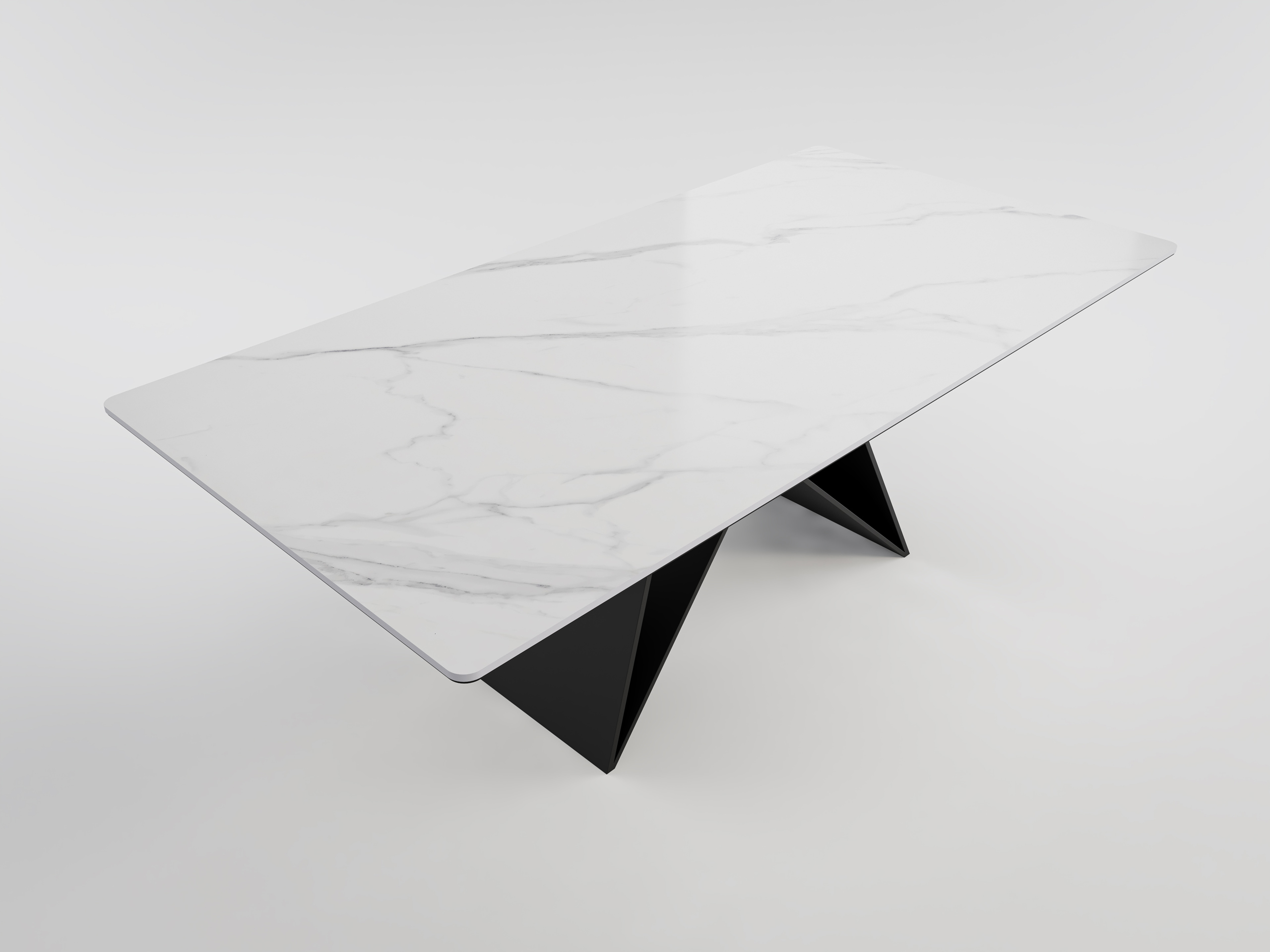 Esszimmertisch COMODI 200x100cm weiße Keramikplatte schwarzes Tischgestell