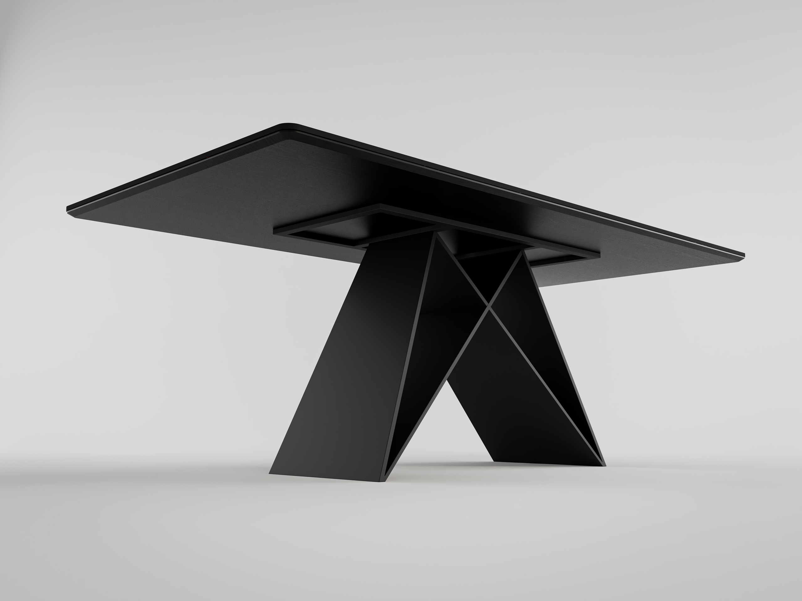 Esszimmertisch COMODI 200x100cm schwarze Keramikplatte schwarzes Tischgestell