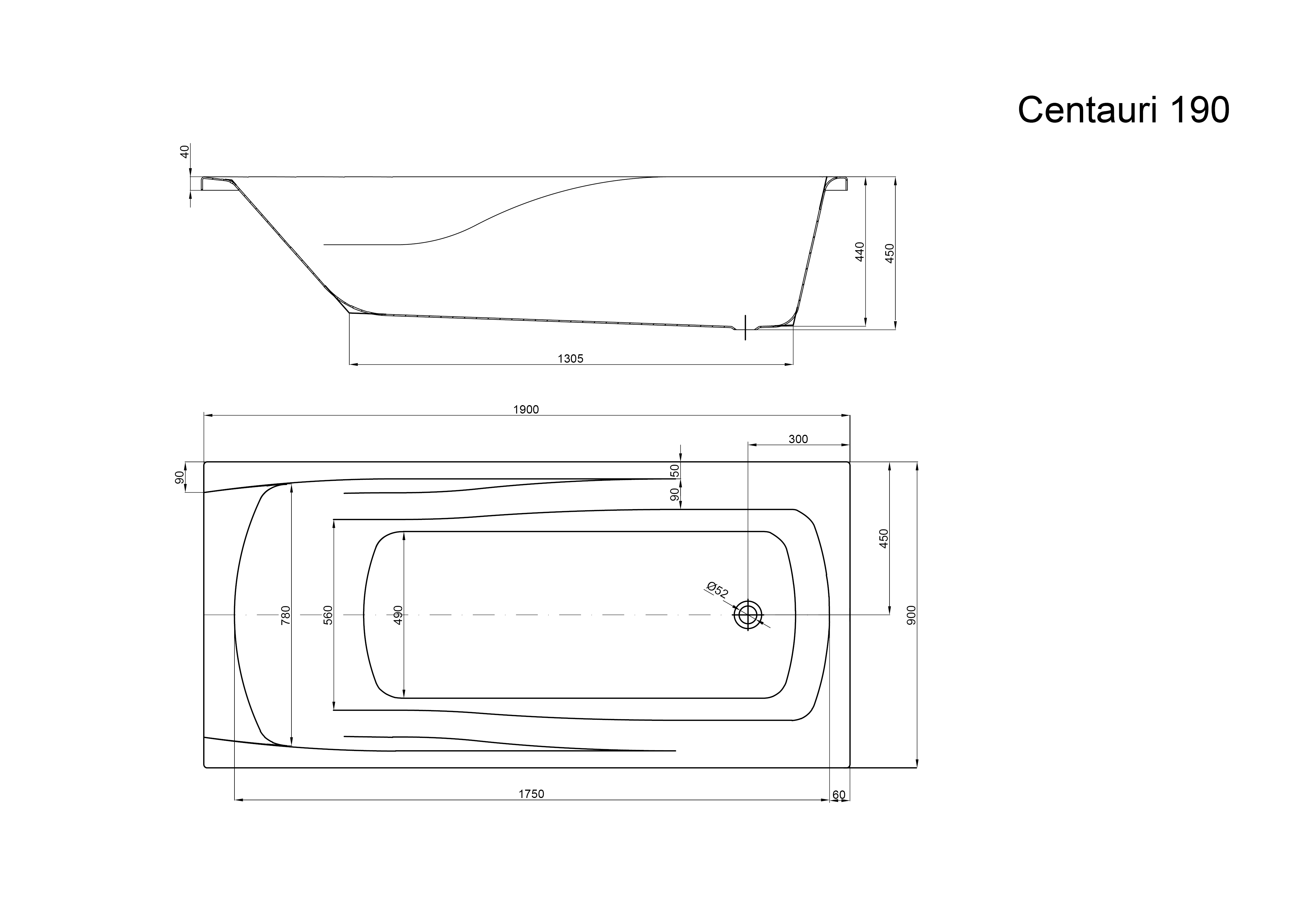 Rechteck Whirlpool Centauri 190x90 links Made in Germany 18 Düsen ohne Armatur