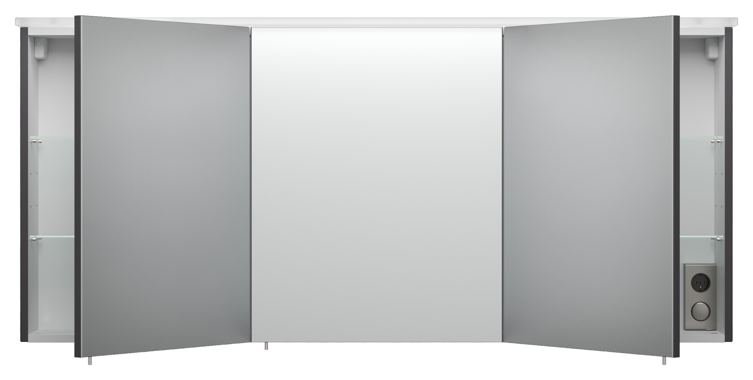 Spiegelschrank 140cm inkl.Design Acryl-Lampe und Glasböden anthrazit seidenglanz