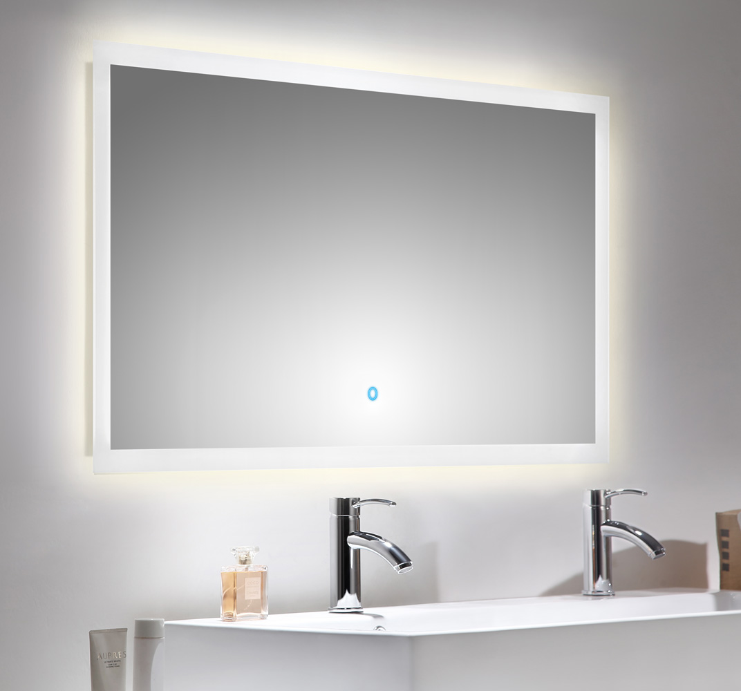 Badmöbel-Set Ely 100 schwarzes Quarz 3tlg LED-Spiegel SoftClose weiss hochglanz
