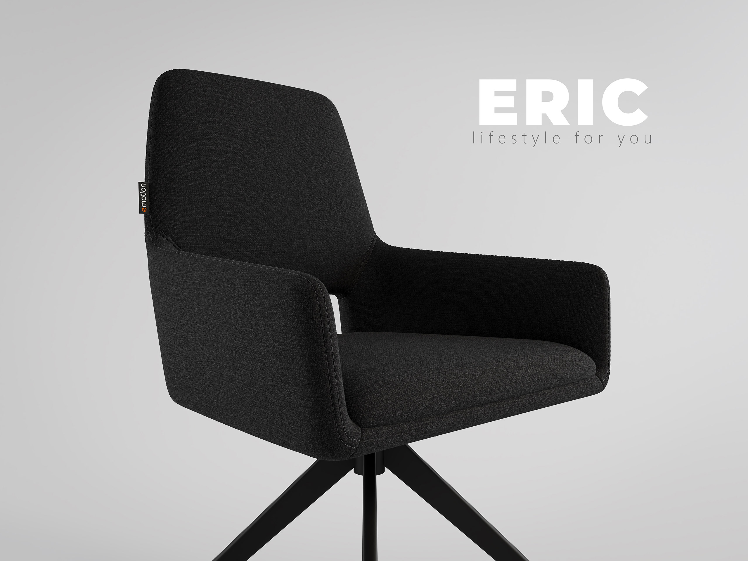 2er Set Esszimmerstuhl Design Küchenstuhl Eric Stoffbezug schwarz Metallbeine