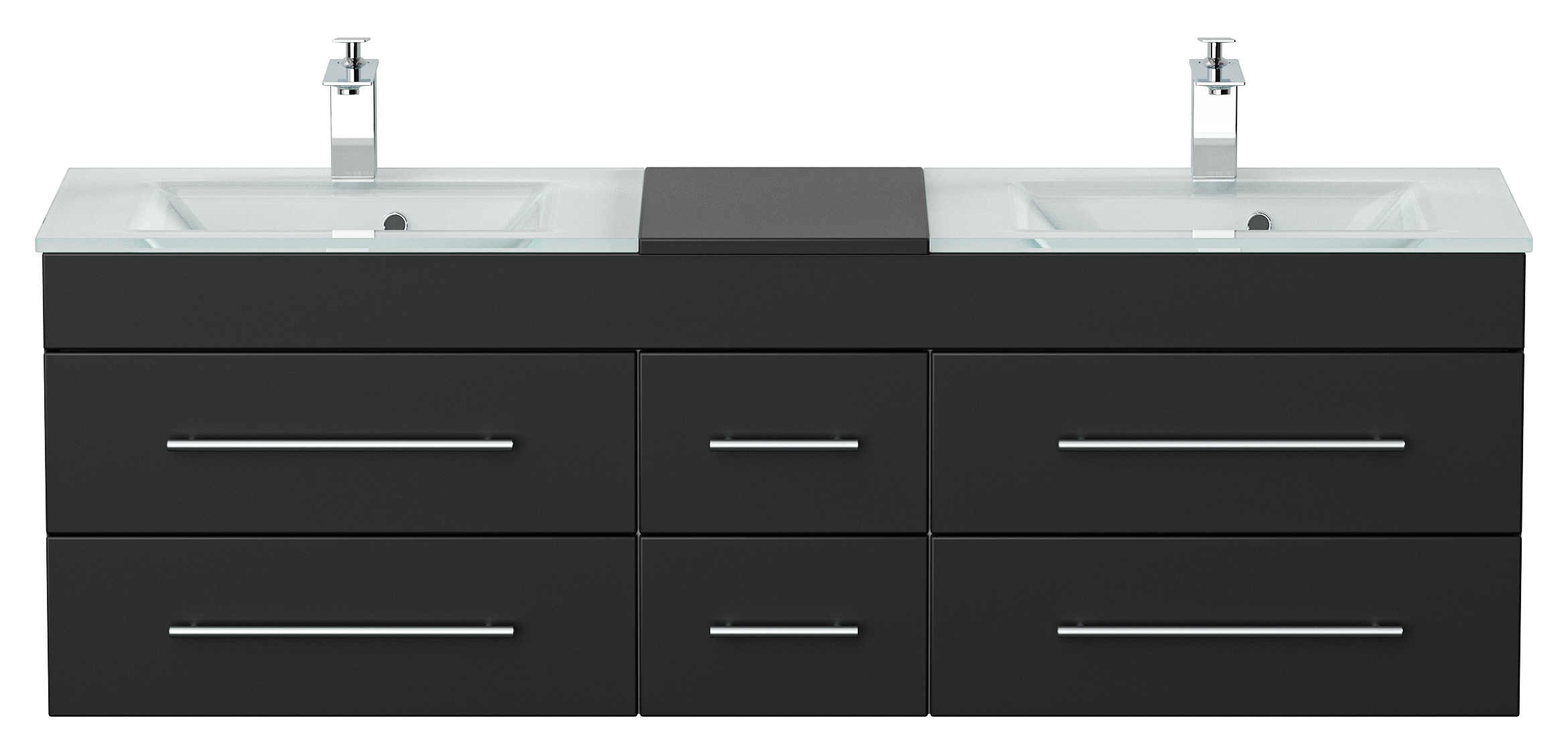 Badmöbel Vitro XL mit Doppel-Glasbecken SoftClose schwarz