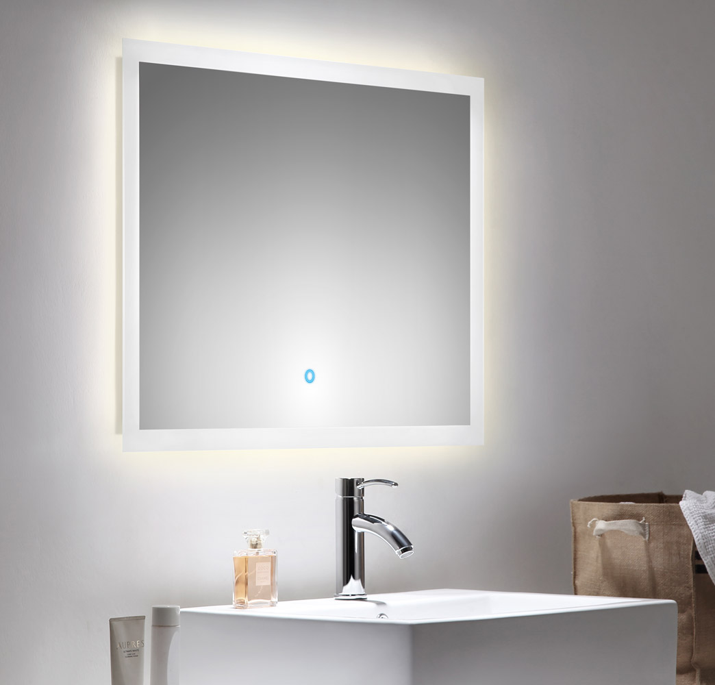 Badmöbel-Set Ely 80 weißes Quarz 3tlg LED-Spiegel SoftClose anthrazit