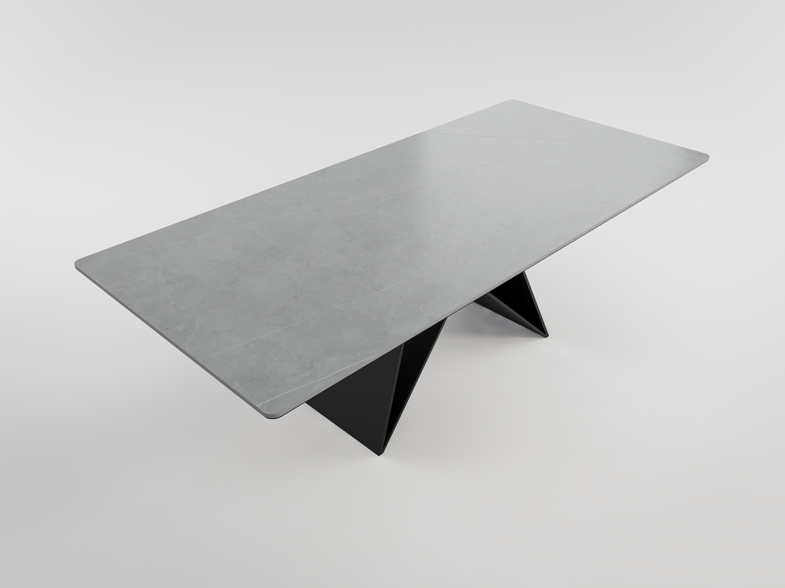 Esszimmertisch COMODI 220x100cm weiße Keramikplatte schwarzes Tischgestell