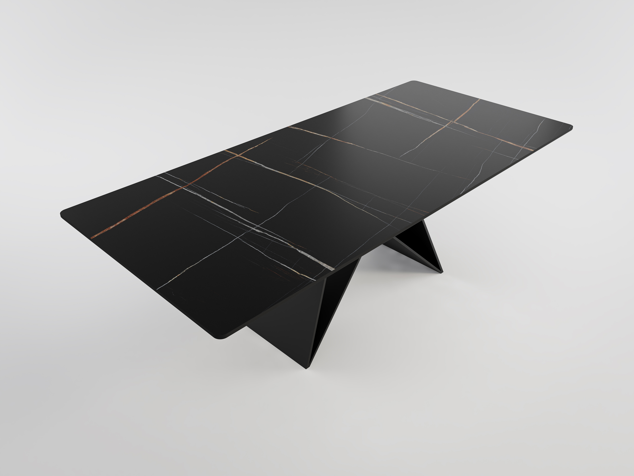 Esszimmertisch COMODI 220x100cm weiße Keramikplatte schwarzes Tischgestell