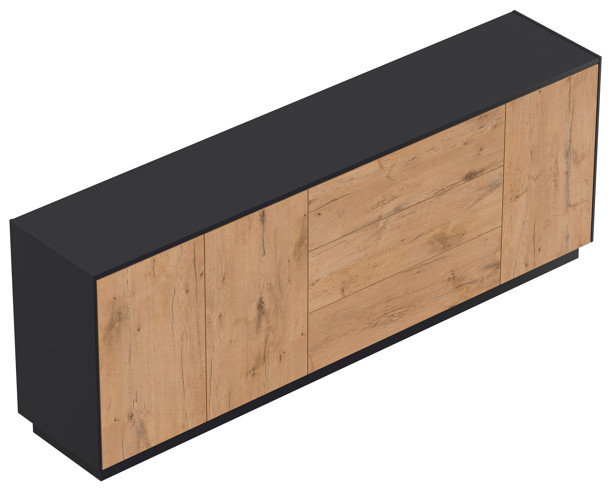 Design Sideboard Kommode Silia B 200cm 3 Türen 3 Pushauszüge Oak