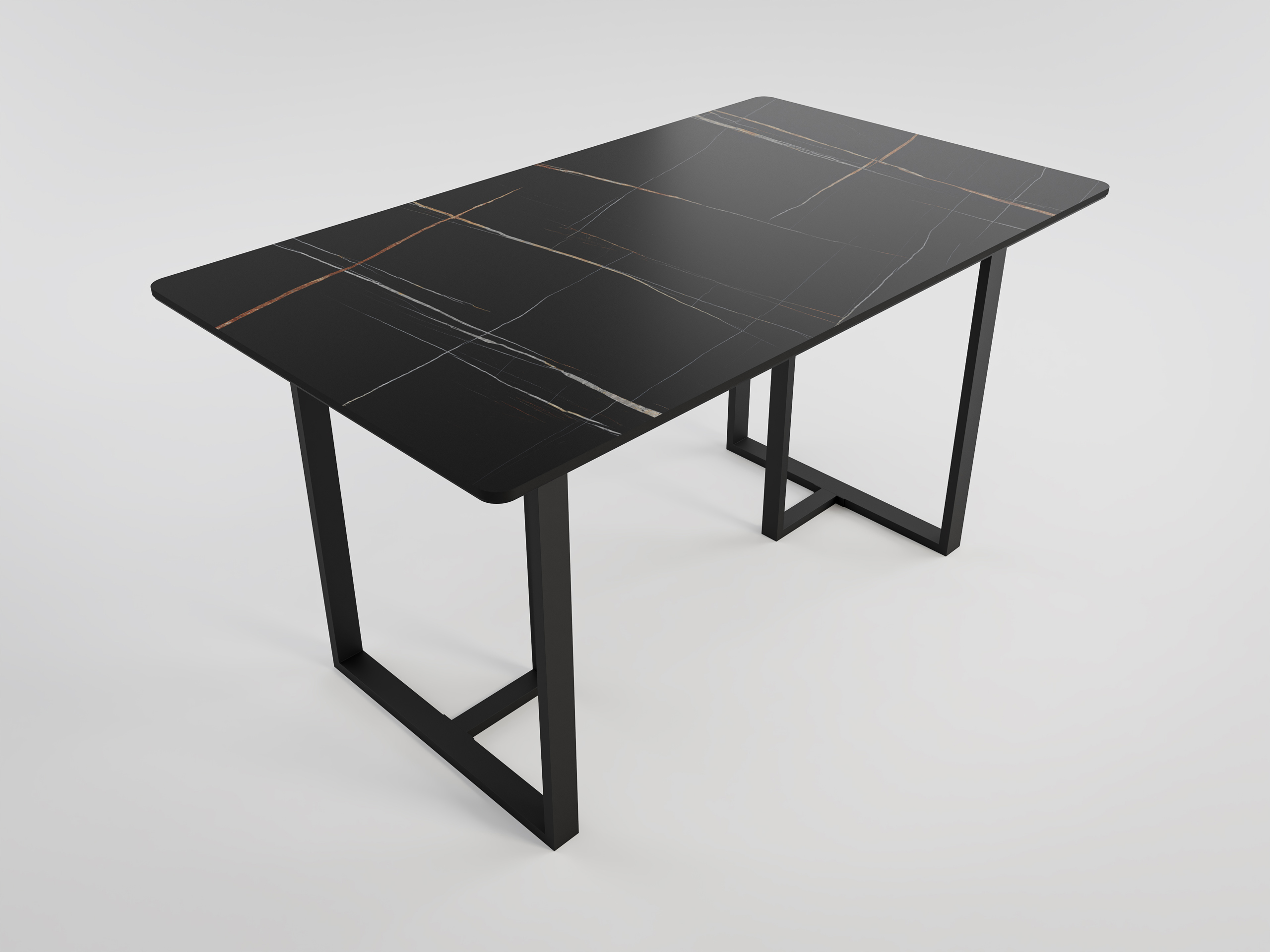 Esszimmertisch MIAS 140x80cm weiße Keramikplatte schwarzes massives Tischgestell