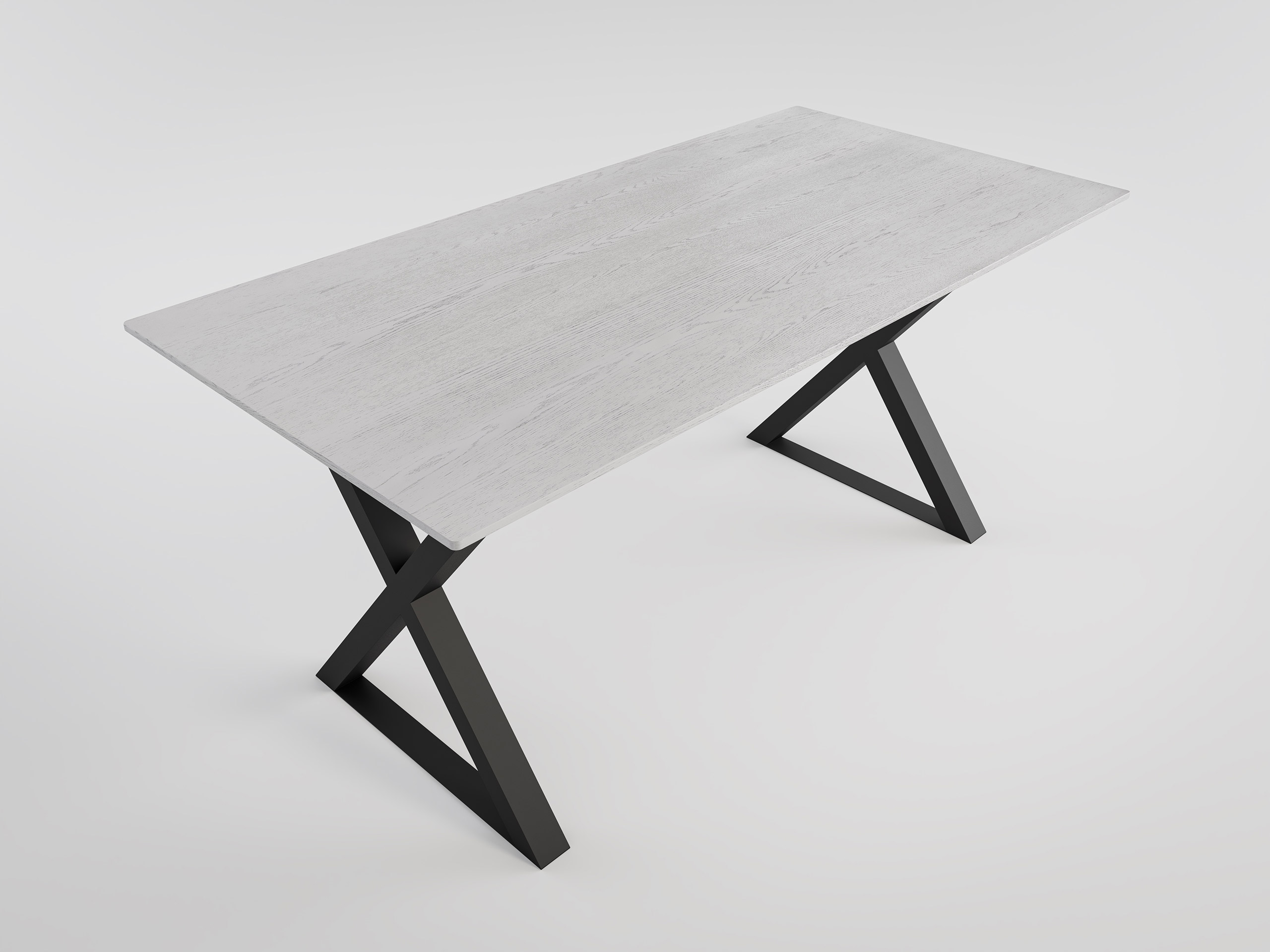 Esstisch MARA 160x80cm Eiche Furnier weiß lackiert schwarze X-Form Tischkufen