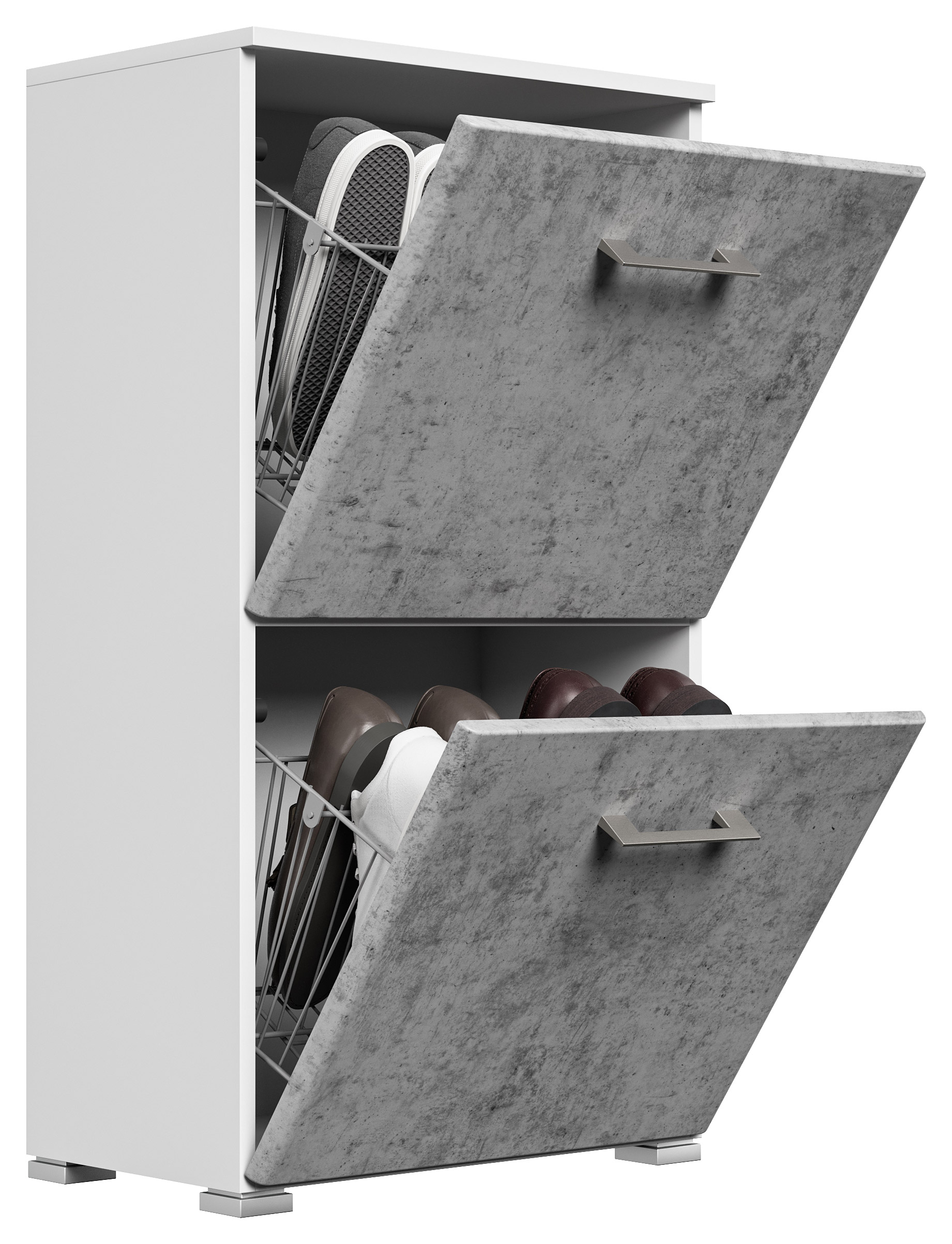 Schuhschrank Emotion 2 Klappen 8 Paar 52x96 cm Weiss-Beton