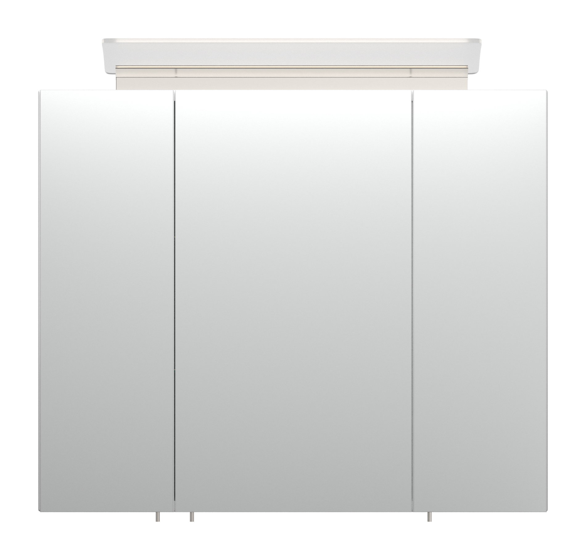 Spiegelschrank 75cm inkl. Design LED-Lampe und Glasböden weiss hochglanz