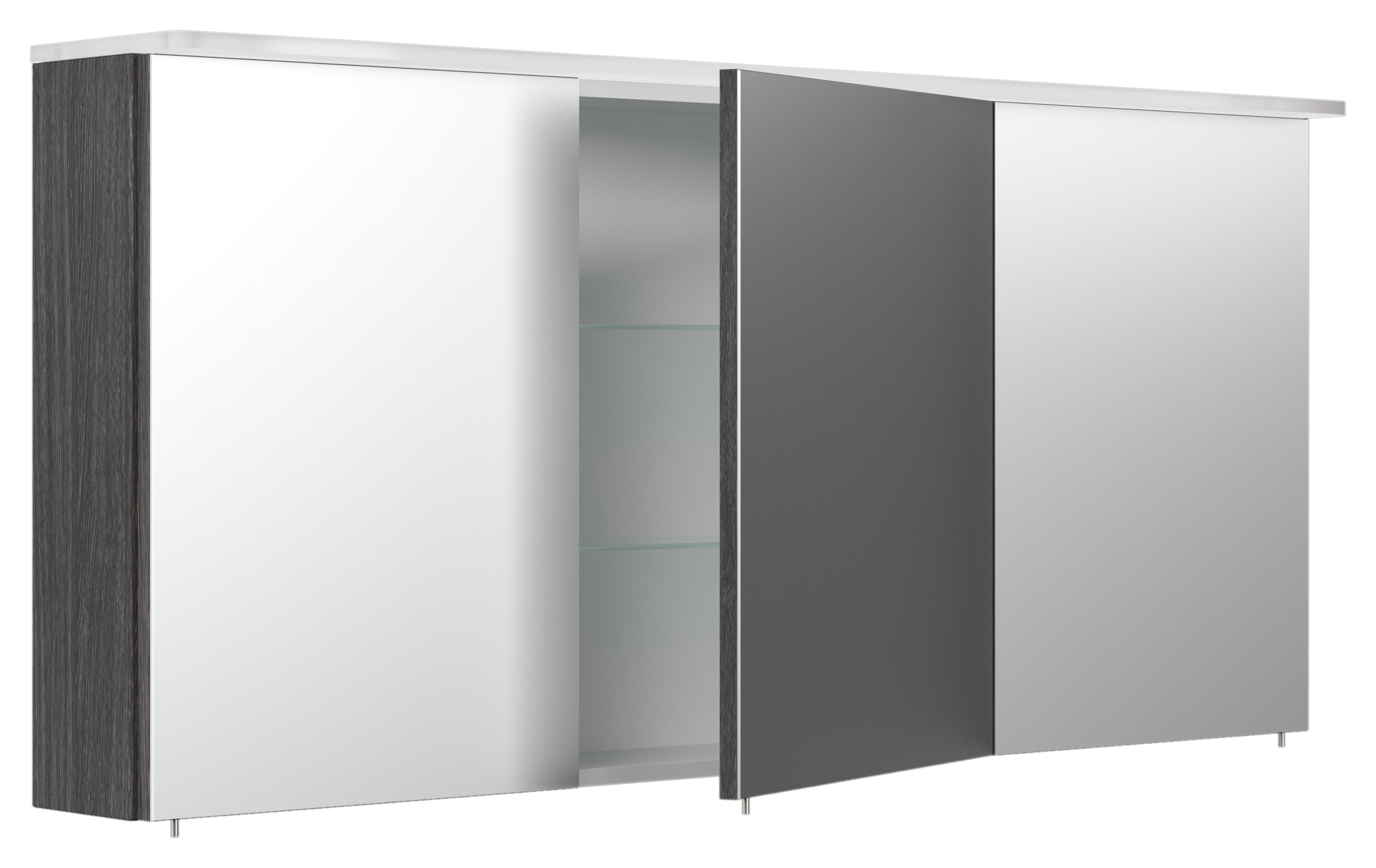 Spiegelschrank 140cm inkl. Design Acryl-Lampe und Glasböden anthrazit gemasert