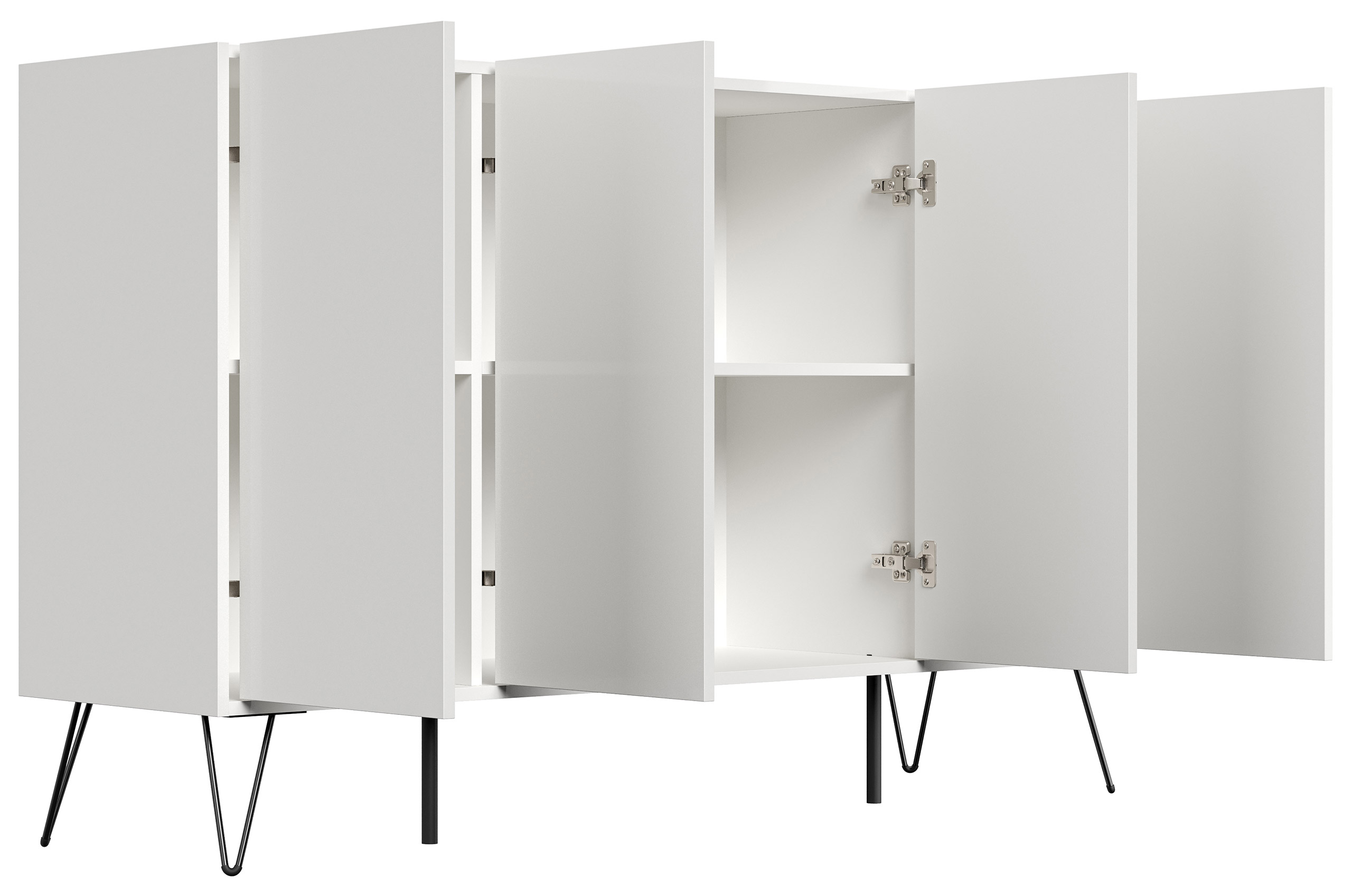 Design Sideboard Kommode Rana 155cm 4 Softclose Türen Weiß hochglanz