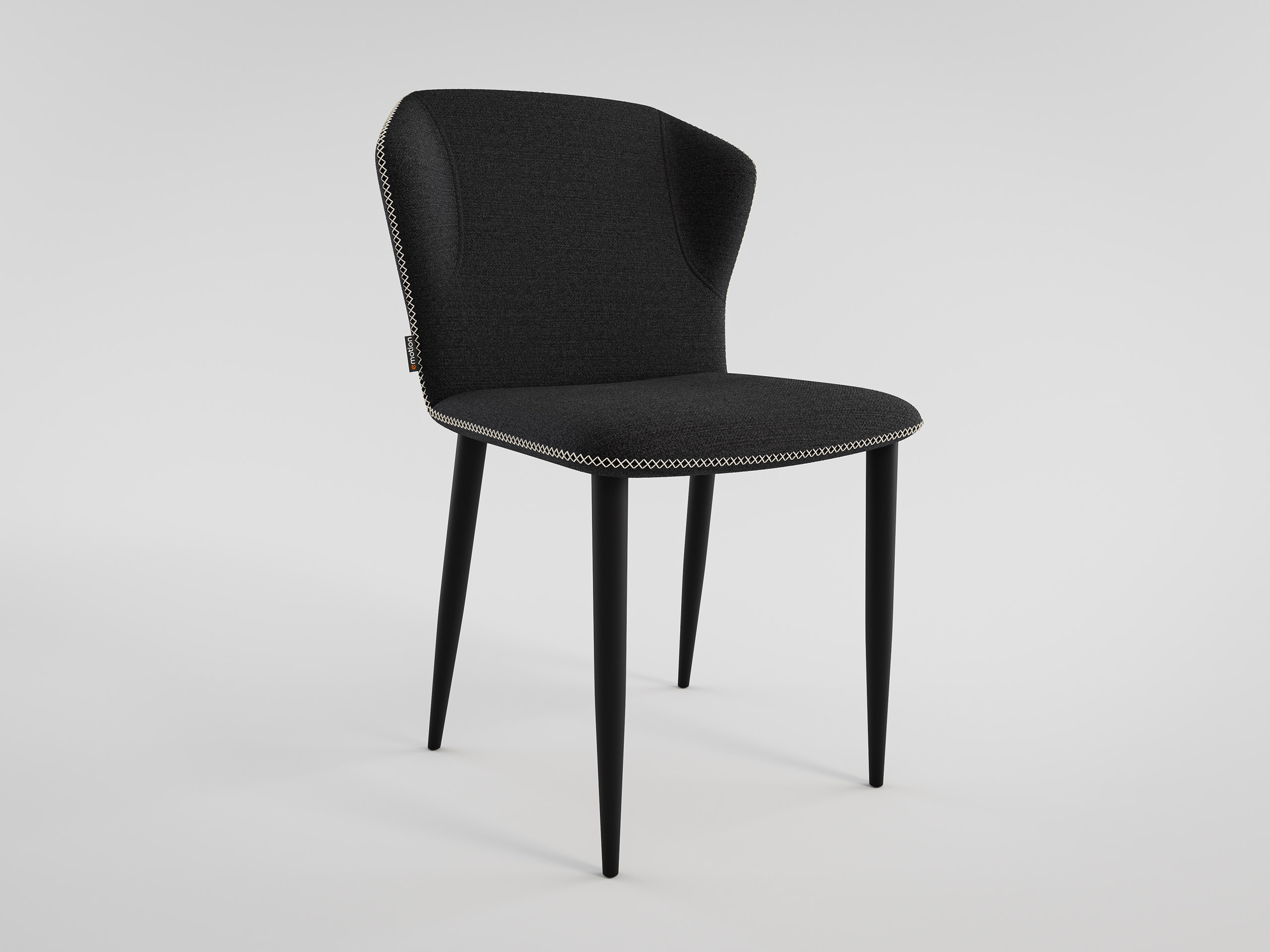 Esstisch Set RIGA 180 graue Keramikplatte mit 6 Stühlen Stoffbezug schwarz