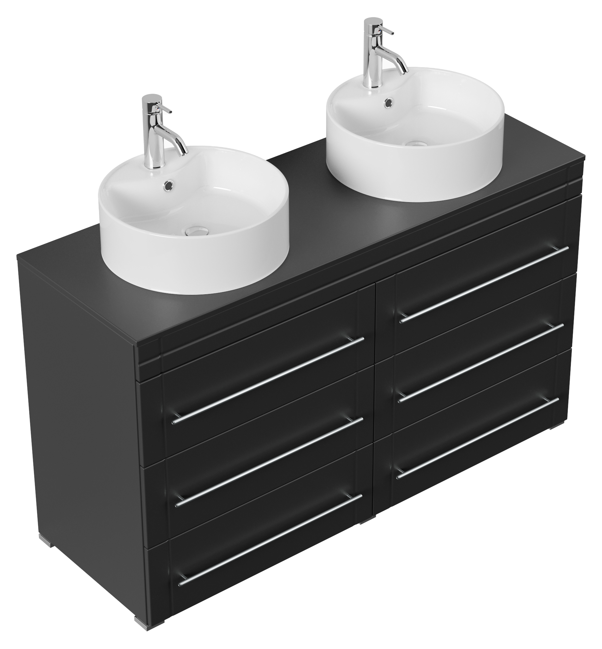 Stand Badmöbel Memoria Modern schwarz mit Aufsatzwaschbecken