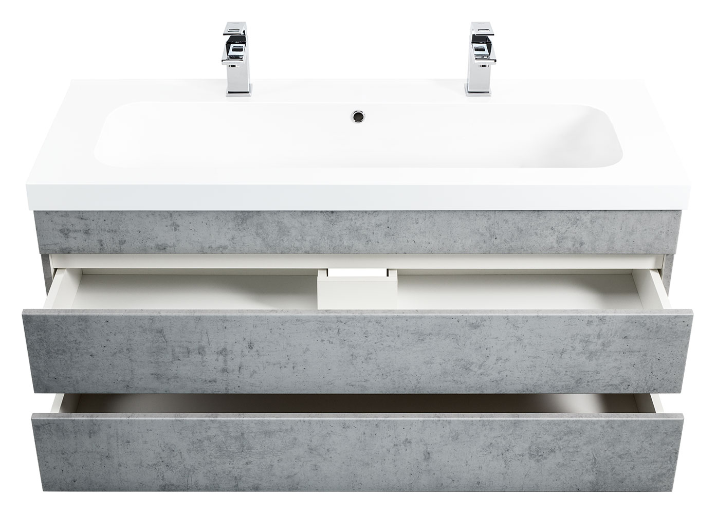 Badmöbel Talis 120 Doppelbadmöbel SoftClose beton mit grifflosen Schubladen