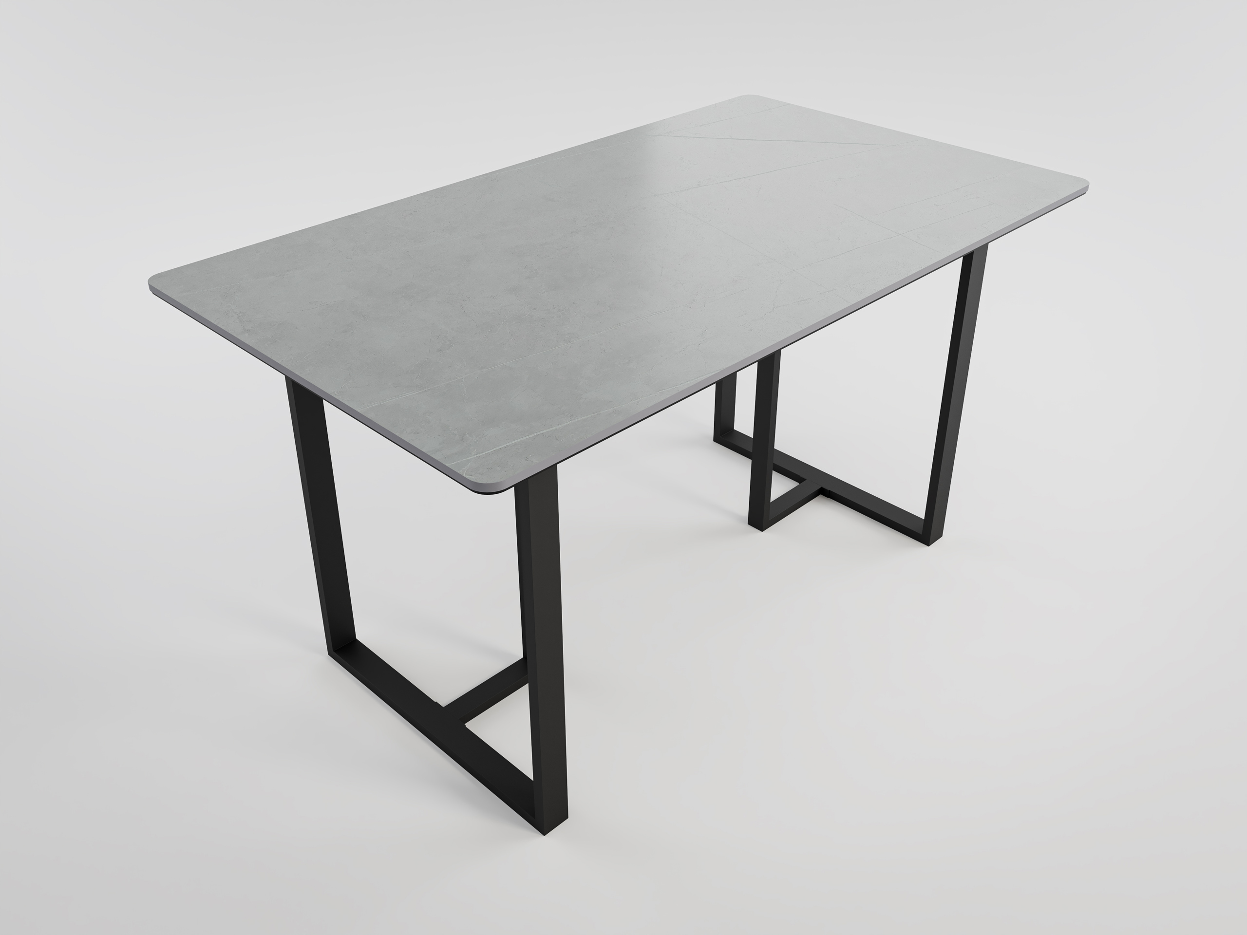 Esszimmertisch MIAS 140x80cm graue Keramikplatte schwarzes massives Tischgestell