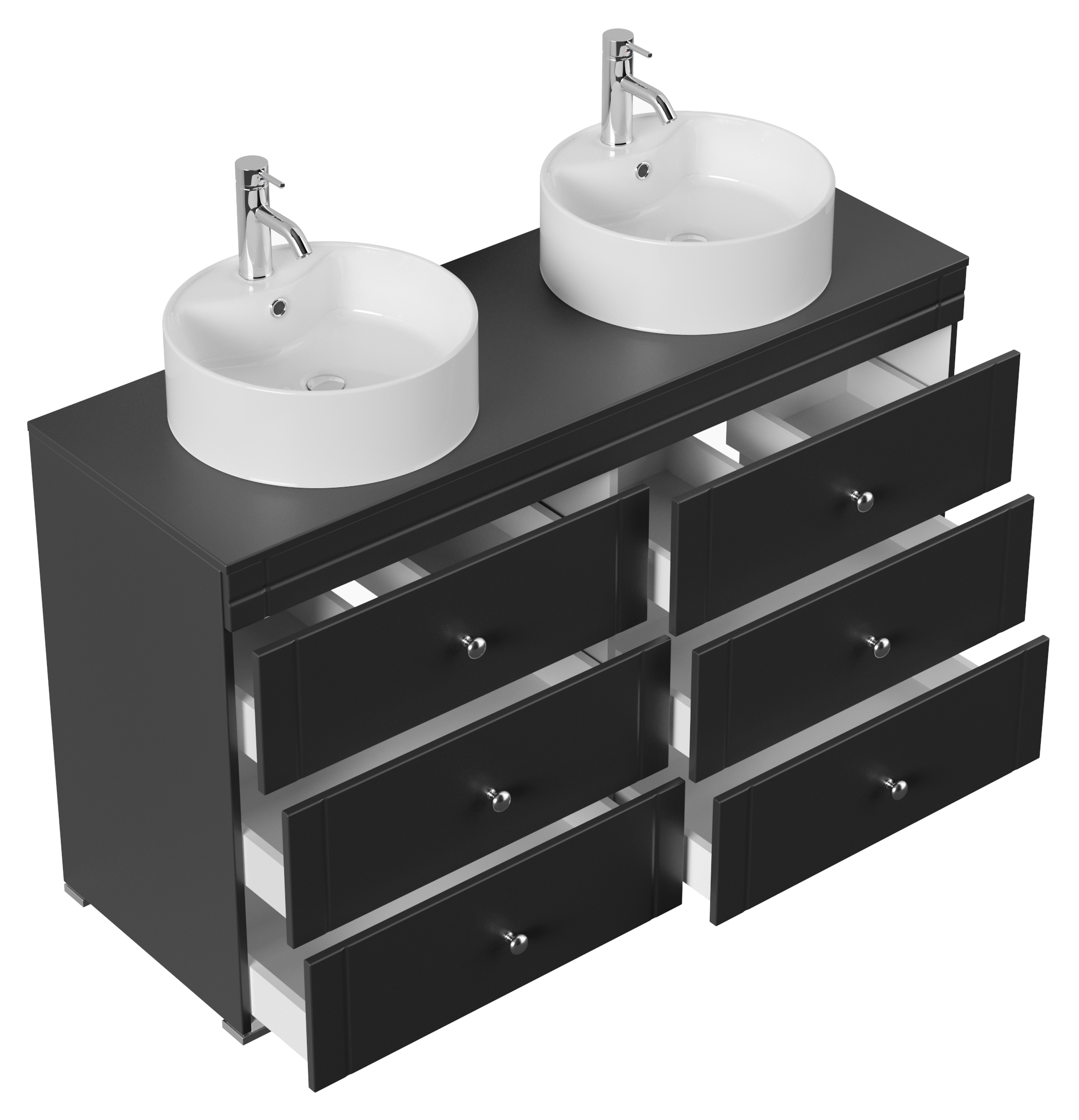 Stand Badmöbel Memoria Klassik schwarz mit Aufsatzwaschbecken