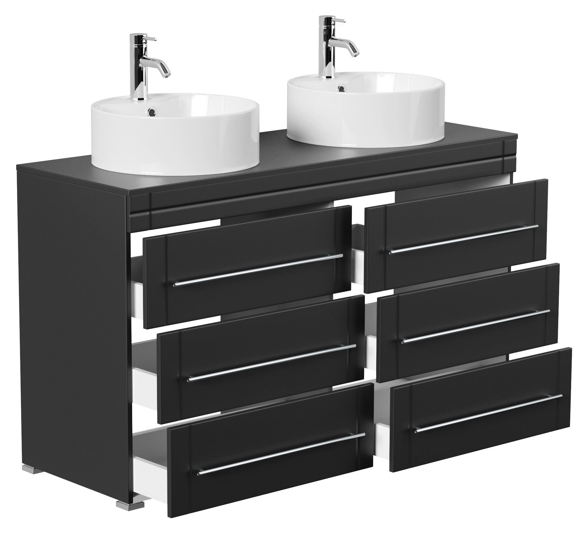 Stand Badmöbel Memoria Modern schwarz mit Aufsatzwaschbecken