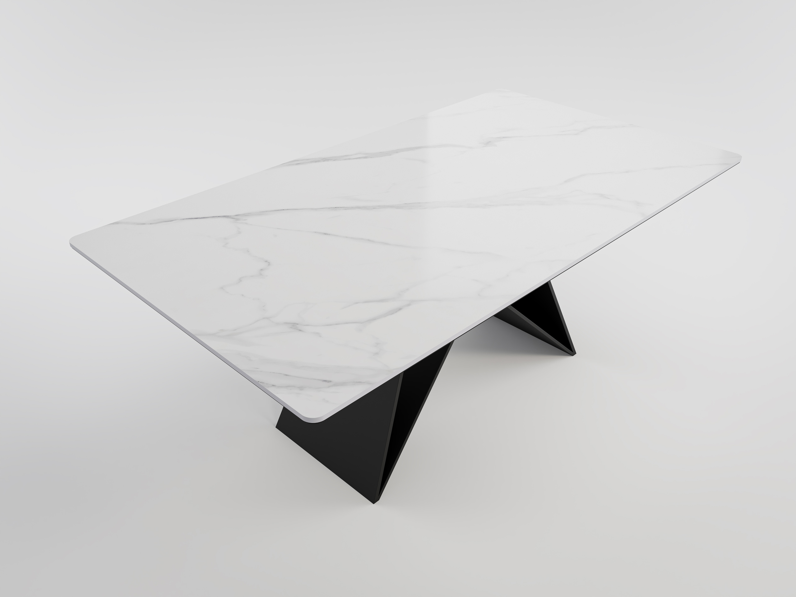 Esszimmertisch COMODI 180x90cm weiße Keramikplatte schwarzes Design-Tischgestell