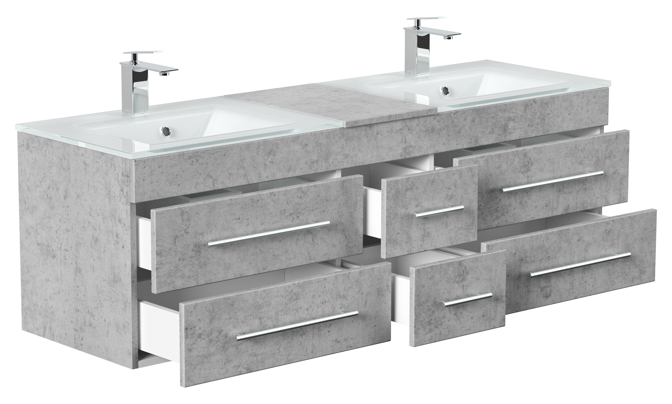 Badmöbel Vitro XL mit Doppel-Glasbecken SoftClose beton