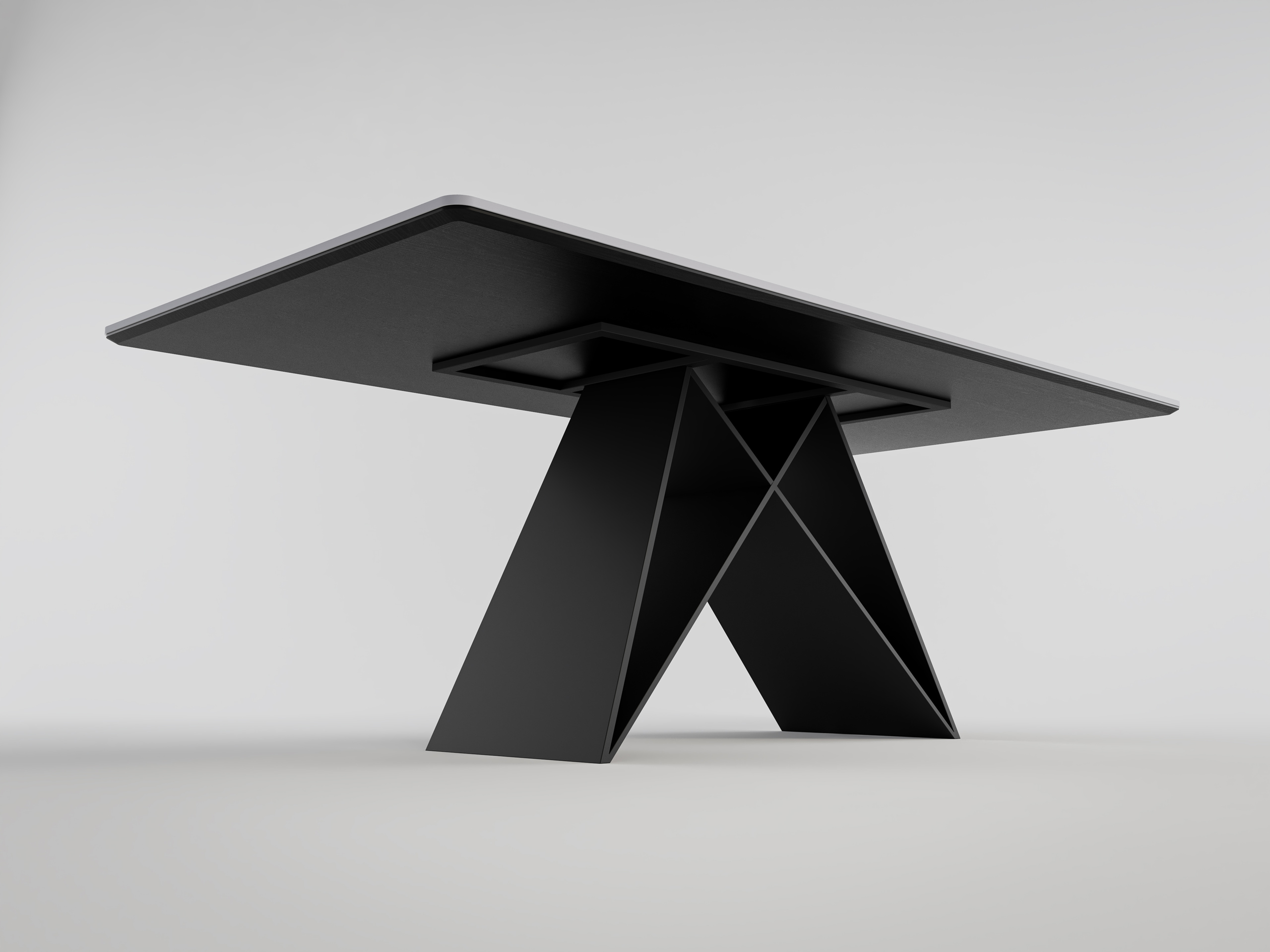 Esszimmertisch COMODI 200x100cm schwarze Keramikplatte schwarzes Tischgestell